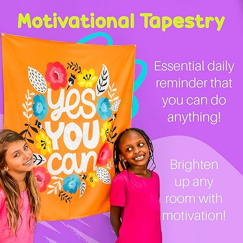 Miniatura 3 de Birdy Boutique - Tapiz motivacional "Yes You Can", 36 x 36 pulgadas, cita inspiradora para colgar en la pared para aula, dormitorio, habitación de