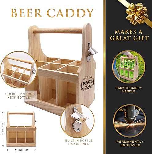 Miniatura 2 de My Personal Memories Paquete de 6 cajas de cerveza de madera personalizadas personalizadas con abridor de acero inoxidable