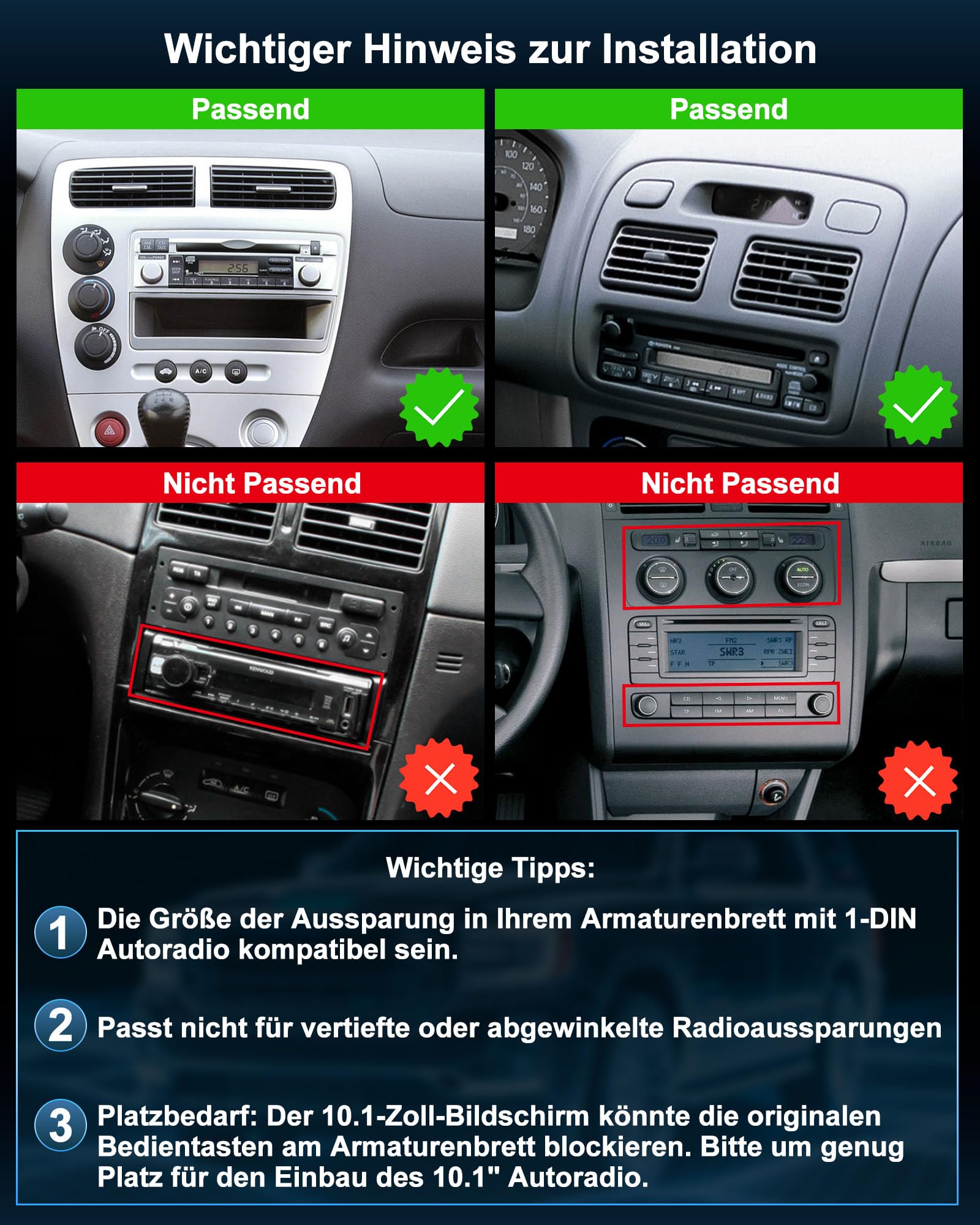 Autoradio mit Bildschirm Single DIN Auto Radio mit Navi Bluetooth Wireless CarPlay Android Auto DAB Plus Rückfahrkamera, 1DIN mit 10.1 Zoll drehbar Touchscreen Monitor, 2+64G Android 14
