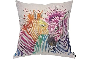 AOYEGO Rainbow Zebra Throw Pillow Cover - A Touch of Wildlife Vibrancy