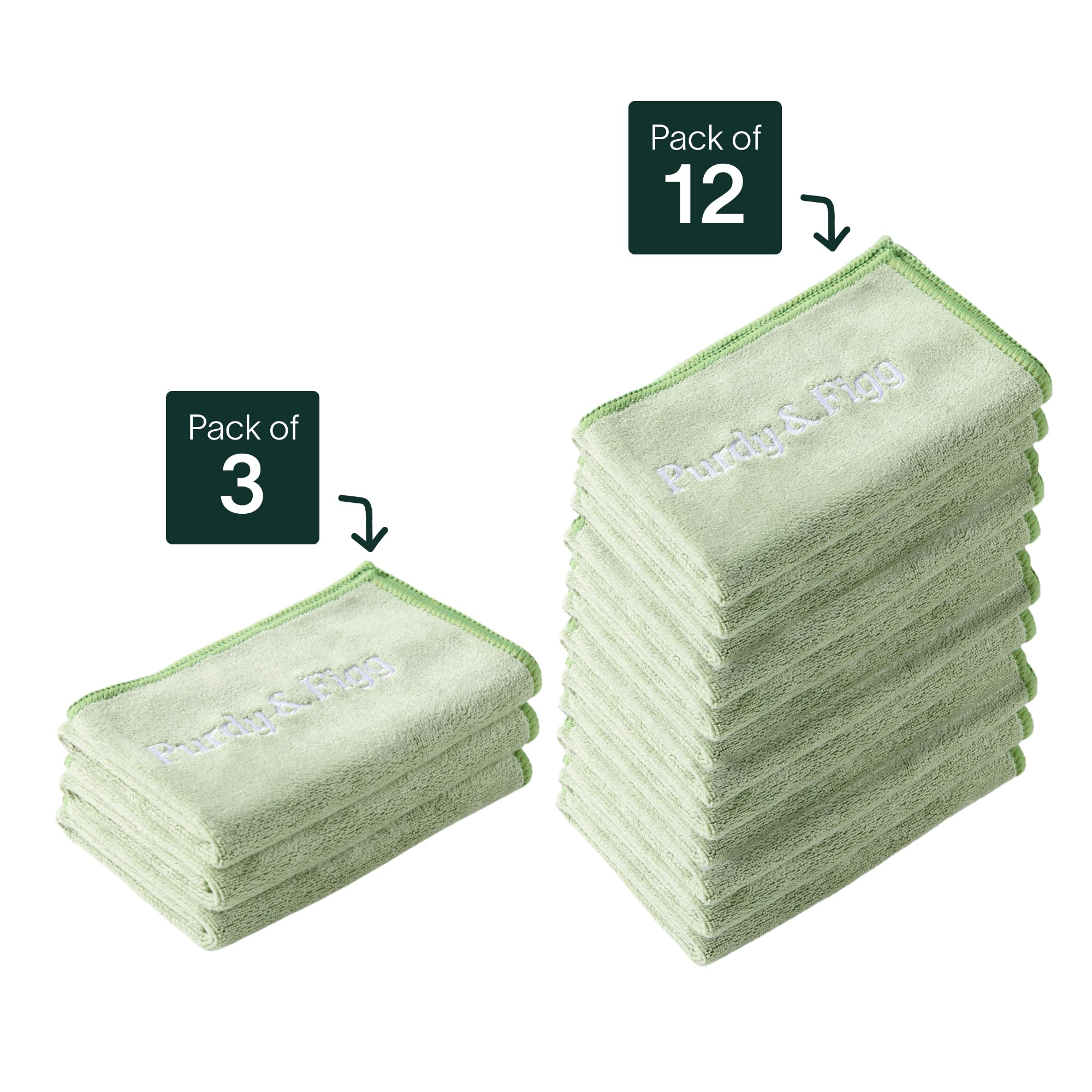 Purdy & Figg Panni in microfibra per la pulizia, senza striature, confezione da 12