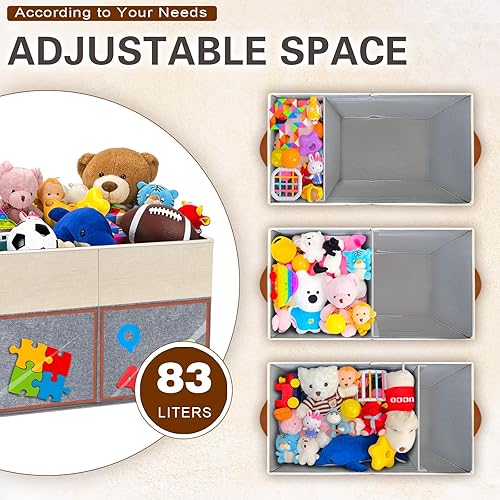 Miniatura 4 de Paquete de 2 cajas grandes de almacenamiento de juguetes con tapas transparentes plegables para juguetes, cesta organizadora de pecho con divisores