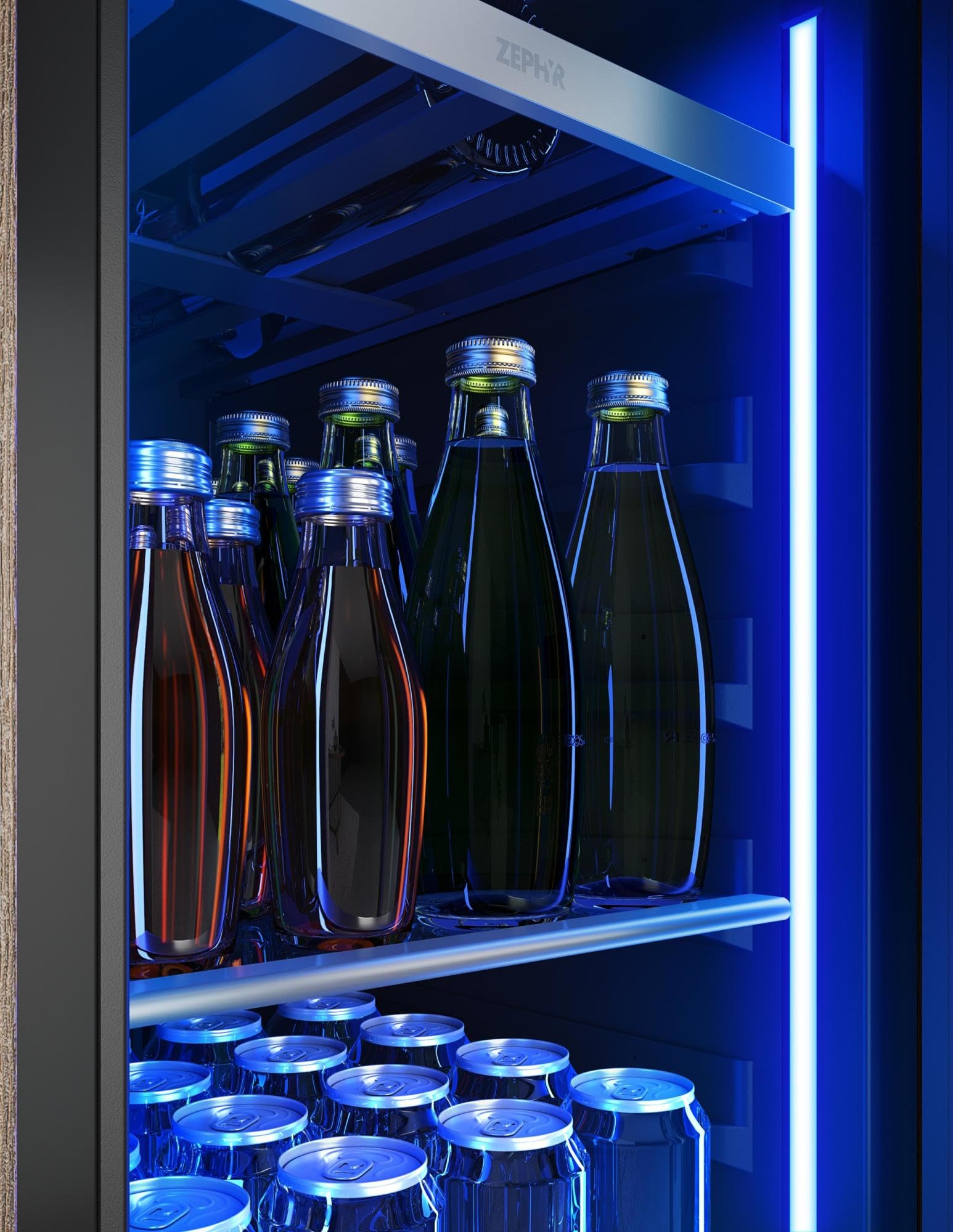 Zephyr Prb15c01c Presrv 15 Inch Wide 4 Bottle Capacity And 64 Can Capacity Energy Star Certified Wine And Beverage Cooler Combo With Precisetemp™ - Stainless Steel/Glass on Fridge.com - View 5