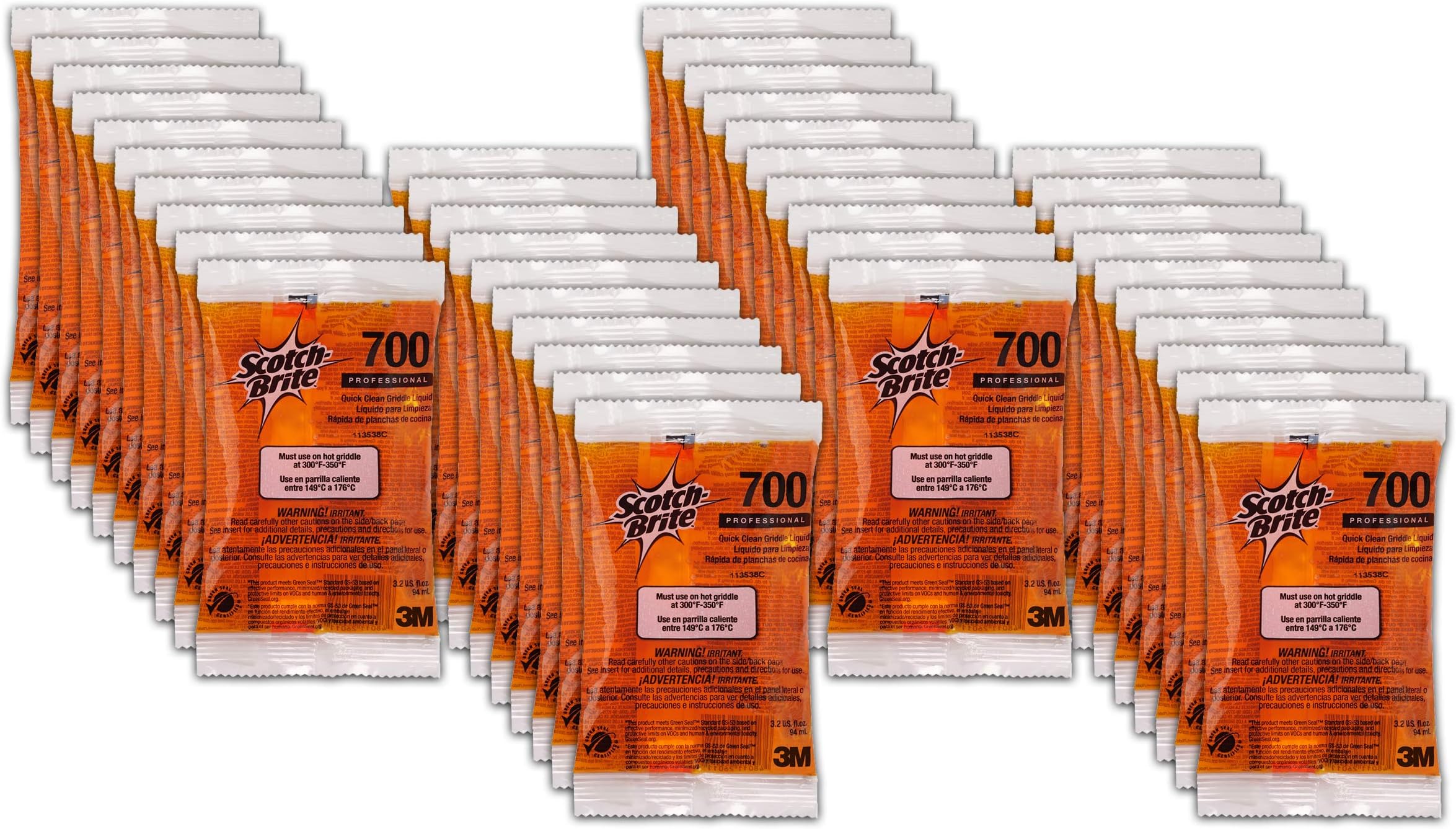 scotch-brite Quick Clean Griddle Liquid, 3.2oz Packet, 40/Carton