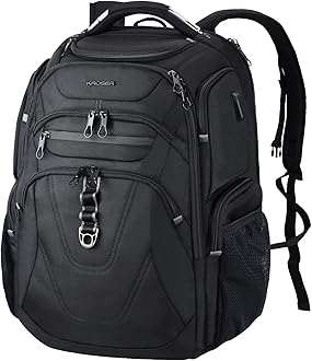 KROSER TSA Friendly Travel Laptop Backpack 18.4 inch XXXL Gaming Backpack Water-Repellent College Daypack Business Backpack with RFID Pockets & USB Port for Men/Women-Black | TSA Friendly, Water-Repellent, College Daypack, Business Backpack, RFID Pockets, USB Port