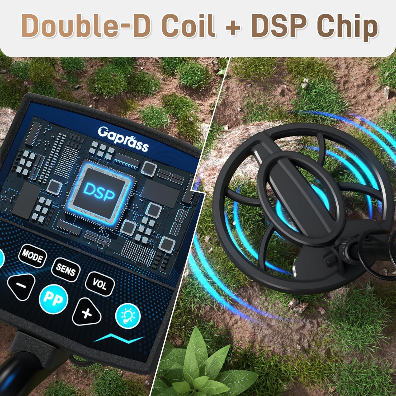 Professional Metal Detector for Adults, High Accuracy Gold Detector kit with 10" Search Coil LCD Backlight, Waterproof 5 Modes & Advanced DSP Chip