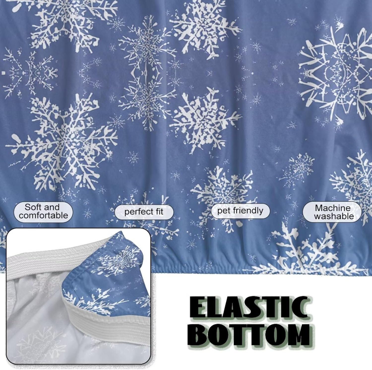 Xoenoiee Christmas Snowflake Blue Pattern Stretch Armless Futon Cover Futon Slipcover Sofa Couch Cover with Elastic Bottom Sofa Bed Covers Furniture Protector Washable