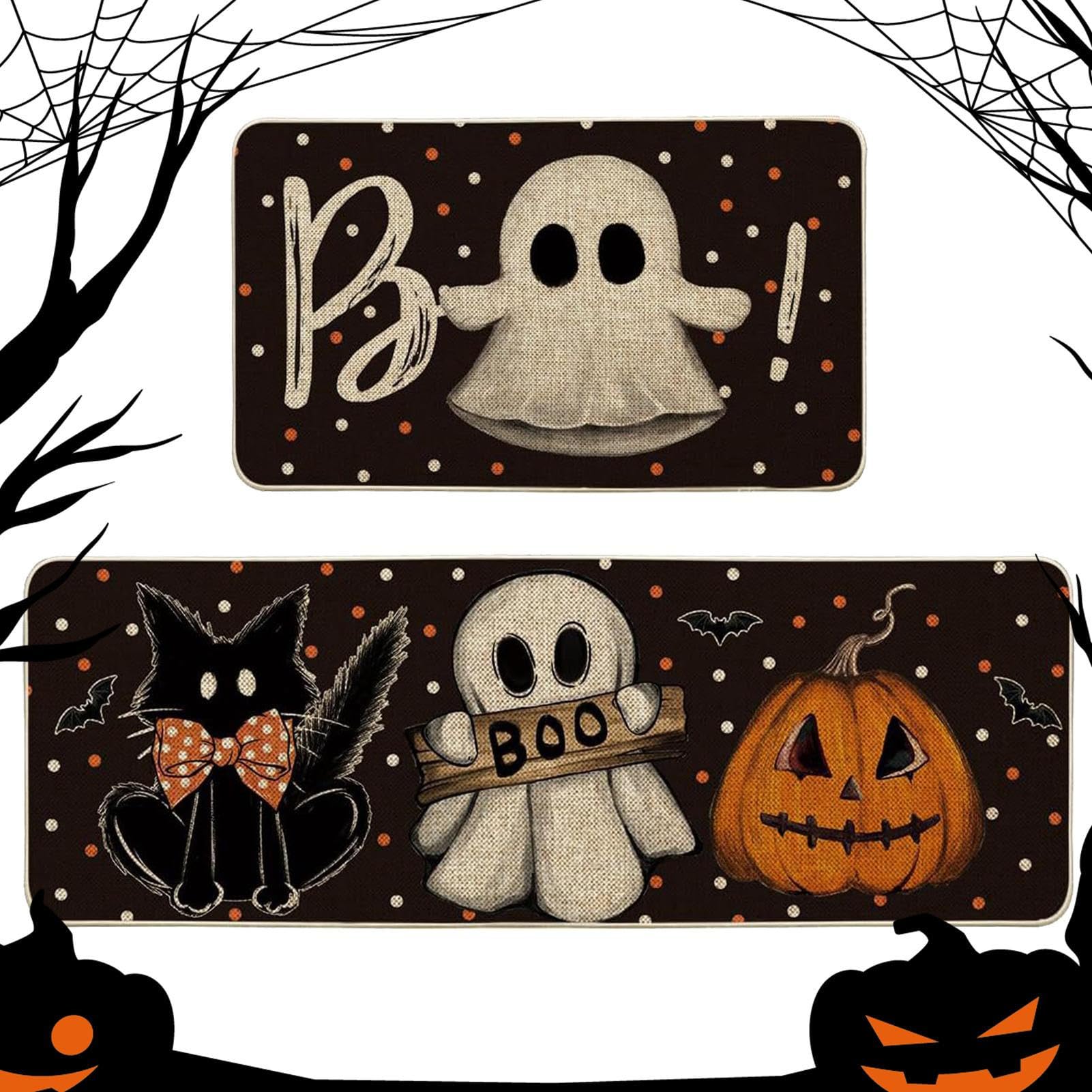 Dywany kuchenne na Halloween, maty kuchenne na Halloween | Dywan z duchami horroru w kuchni,Halloweenowy dywanik łazienkowy do kuchni, ganek do łazienki
