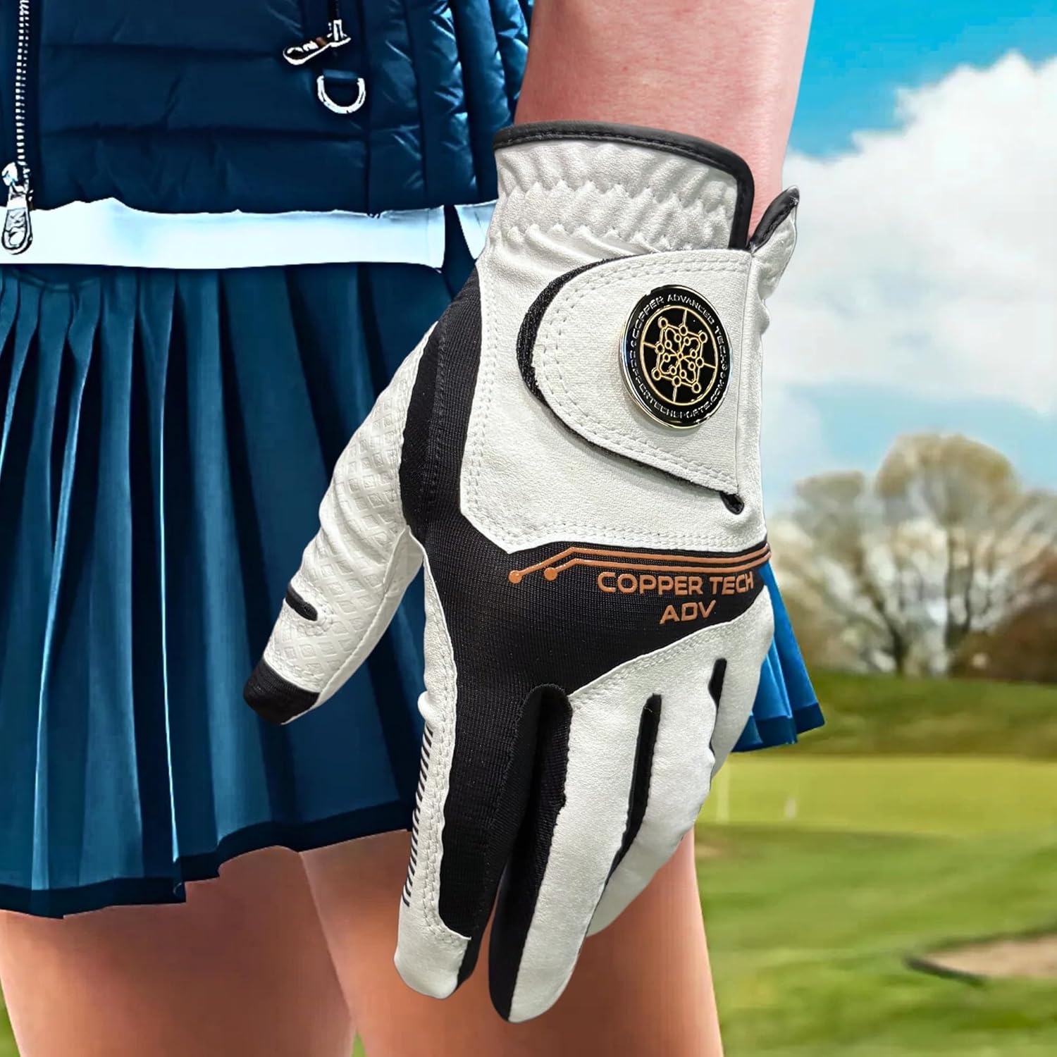 Copper Advanced Tech 2.0 Golf Gloves Women Right Handed Golfer Or Left Handed Golfer | Joint Support Copper Compression Womens Golf Glove | Tear Resistant Durability and Tacky Grip for Max Control