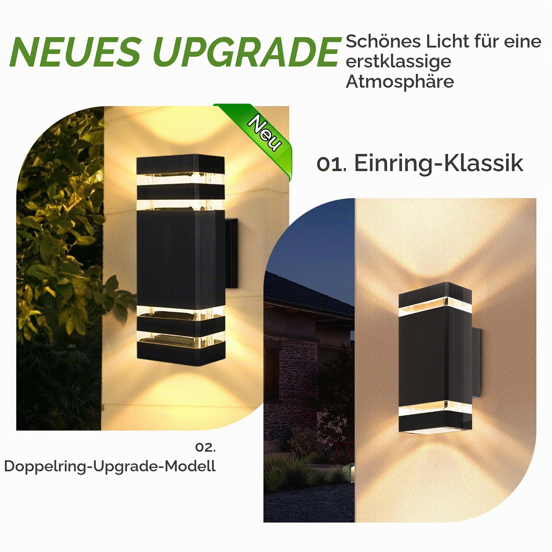 CANMEIJIA Außenwandleuchte Schwarz 6W GU10 3000K Wandlampe Fassade 2er Pack
