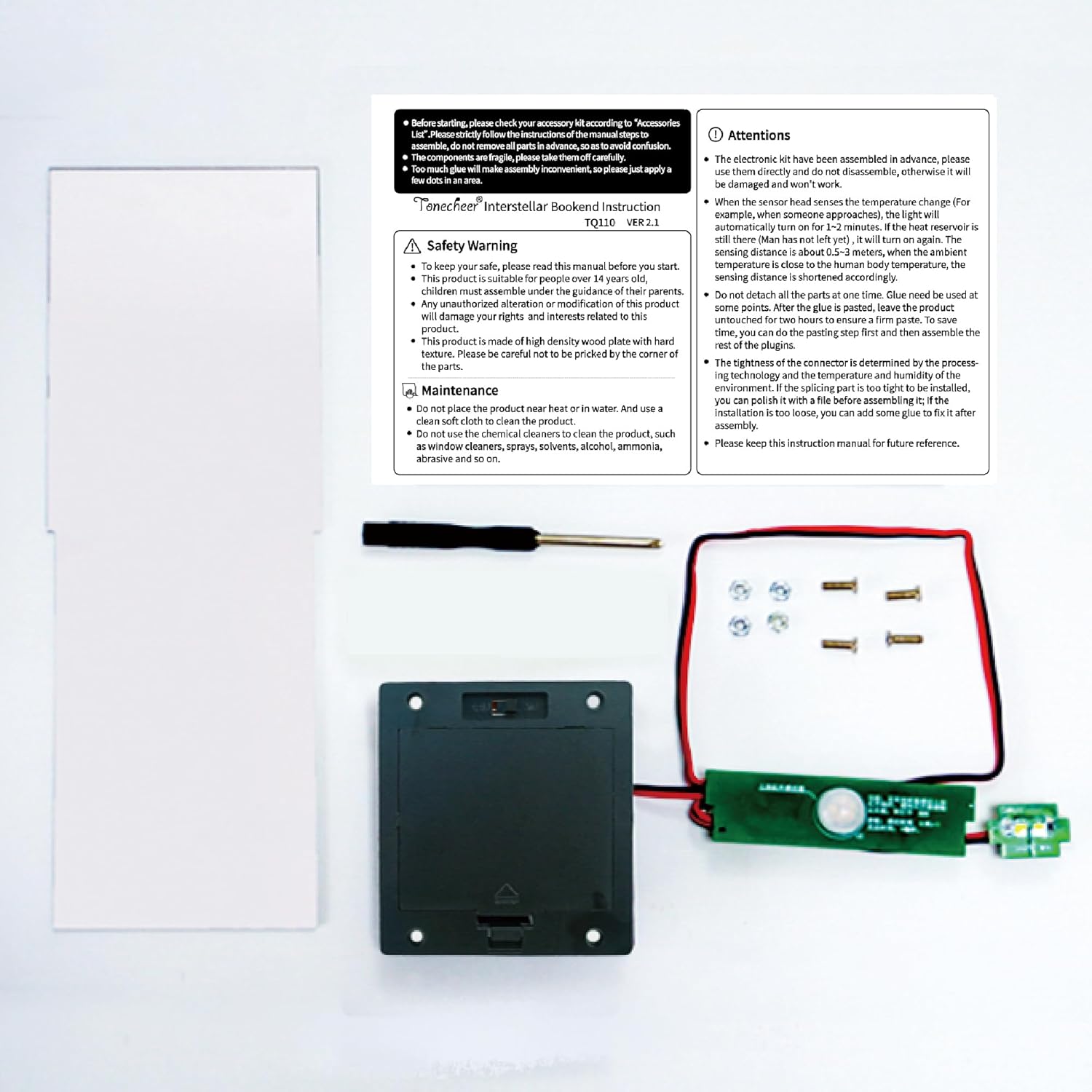 Tonecheer DIY Book Nook Kit for Adults,3D Wooden Puzzle Bookend Bookshelf Insert Library Decor, Booknook Miniature House Kit with Body Motion Sensor LED Light（Interstellar）