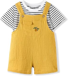 Unisex Bebé Verano Conjunto, Casual Manga Corta T-Shirt & Peto Corto 2 Piezas Traje Ropa 1-4 años