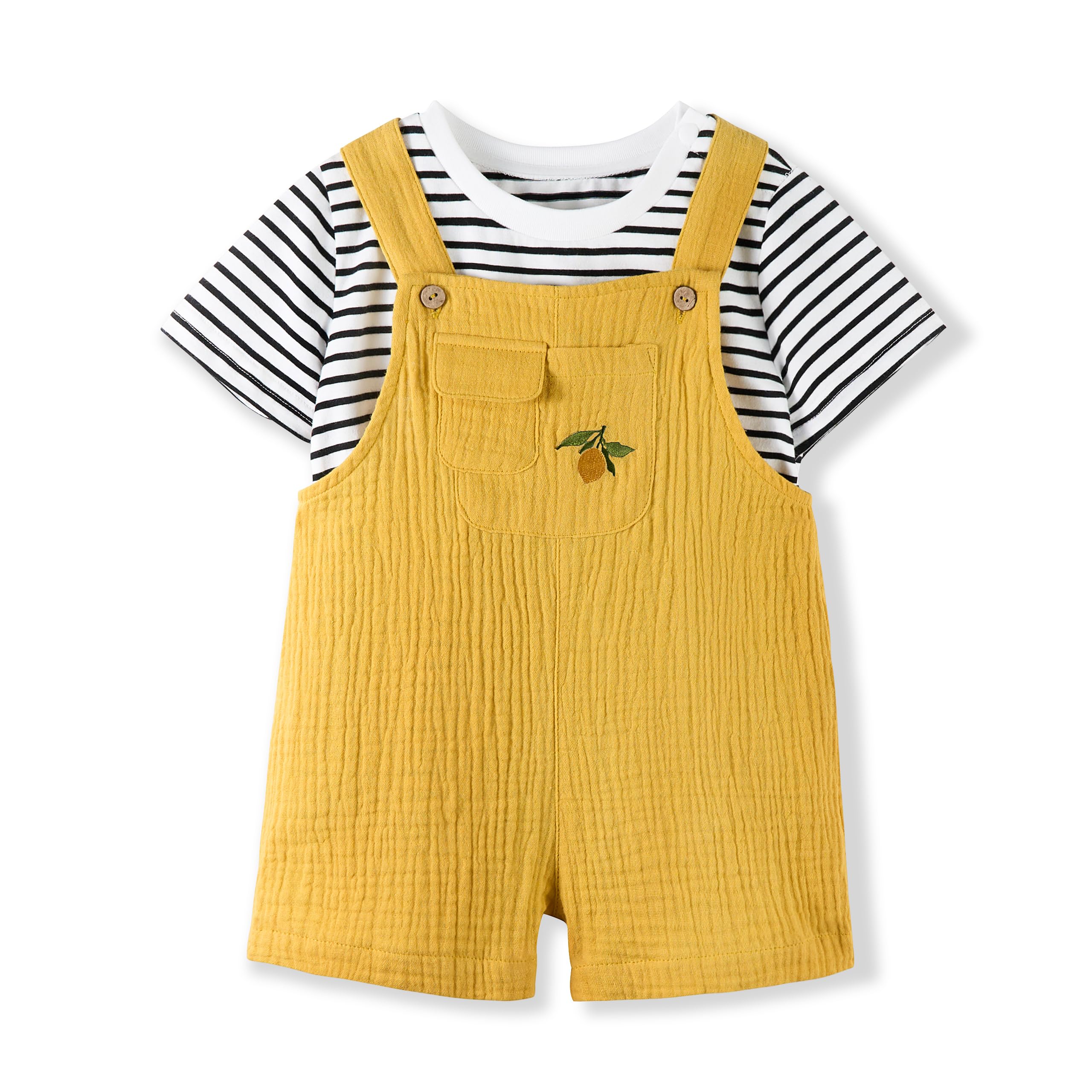 Volunboy 2tlg Babykleidung Set, Sommer Kleidung Outfit Kurze Latzhose/Overalls & Gestreiftem T-Shirt für Baby/Kleinkind