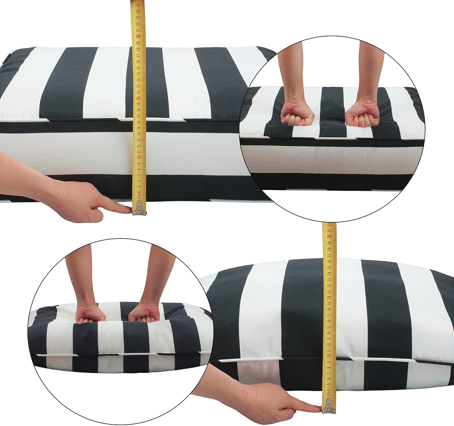 IN4 Care Outdoor Patio Deep Seat Cushions and Back, All Weather Large Size Replacement Cushion for Patio Chair Furniture, 24" x 24" x 6" - Black White : Patio, Lawn & Garden