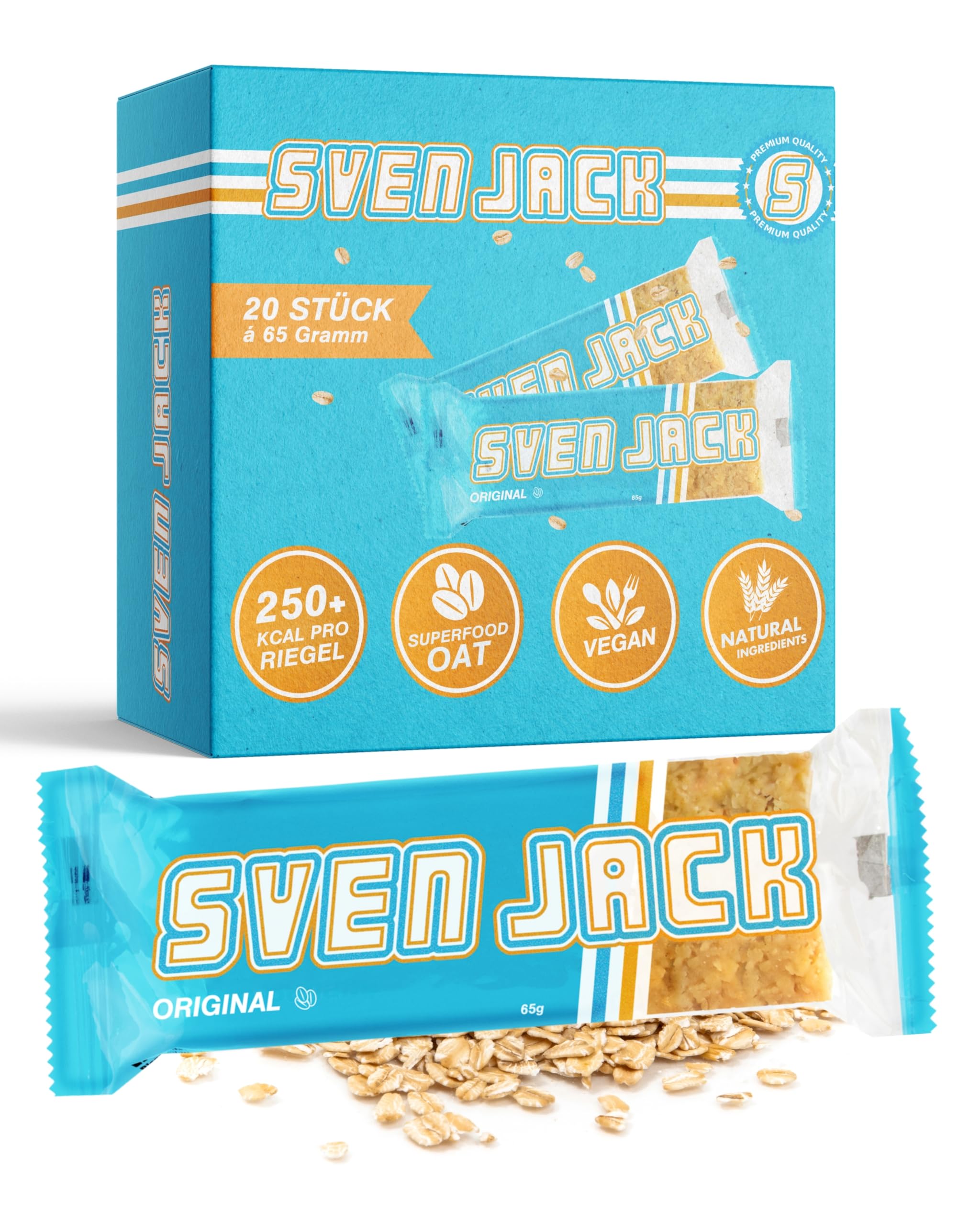 Sven Jack (Energy Cake) Haferriegel Original 20x 65g I Haferflocken Energieriegel I Veganer & Laktosefreier Haferriegel I Langkettige Kohlenhydrate & wenig Zucker I Müsliriegel