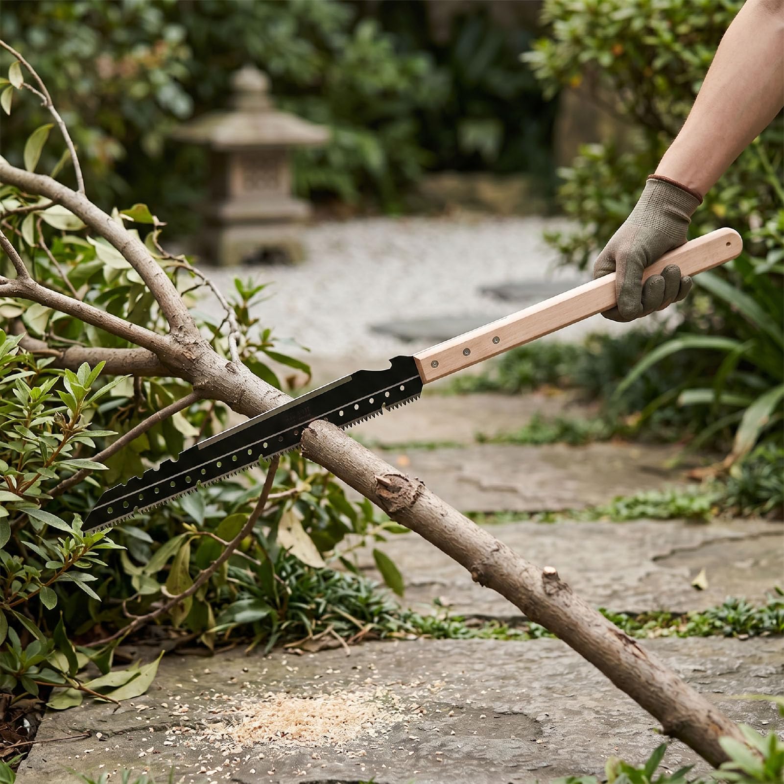Yosoo Health Gear Sierra de Mano para Podar, Sierra Larga de Acero SK5 con Funda de Cuero, Hoja de 30,5 Pulgadas para Podar árboles, Acampar, Jardinería Al Aire Libre, de Madera de Haya, Correa para