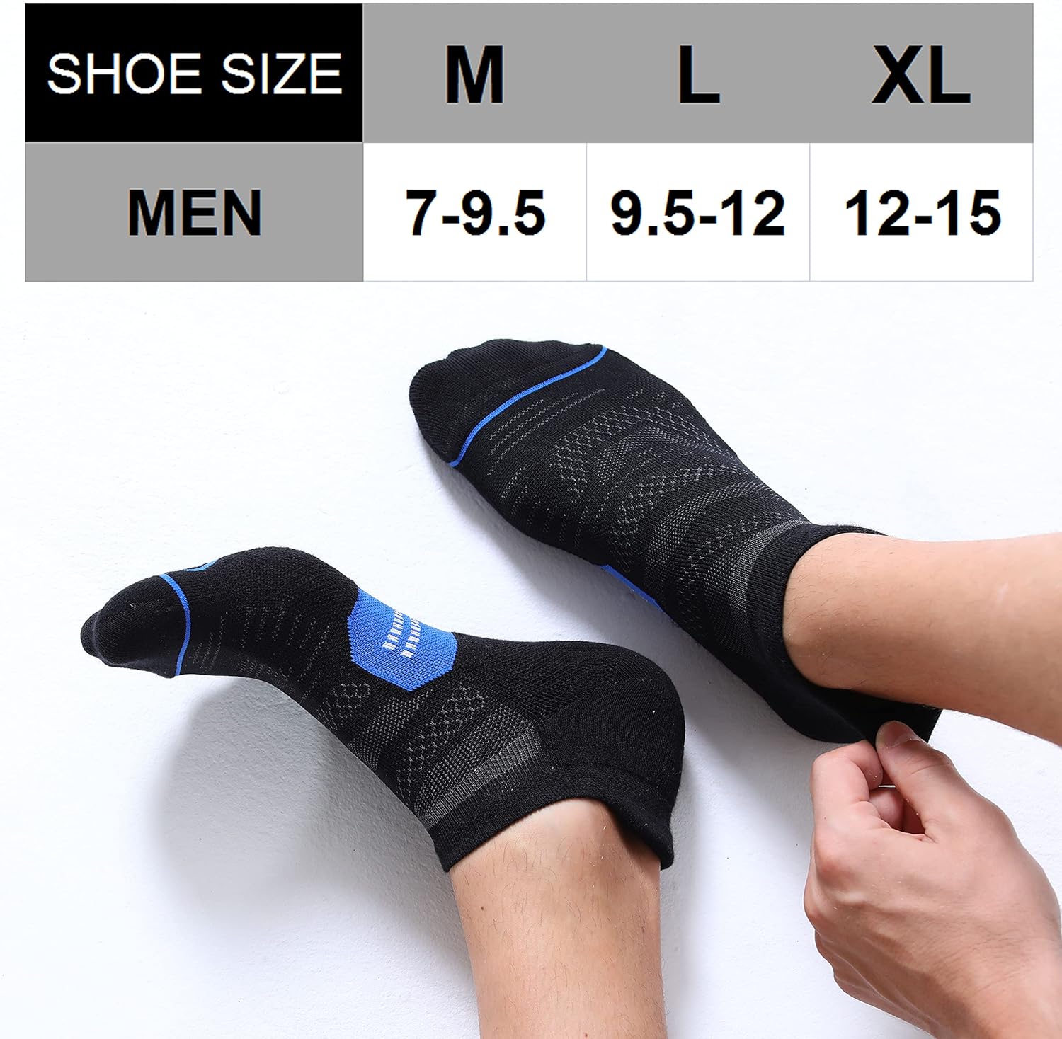 CS CELERSPORT 6 Pack Men's Running Ankle Socks with Cushion, Low Cut Athletic Sport Tab Socks - Image 2