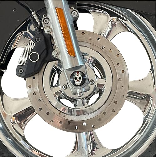Miniatura 2 de Sugar Skull - Tapas de tuerca para eje delantero, color negro, compatible con Harley Davidson Touring Road King Road Glide Street Glide Ultra Dyna