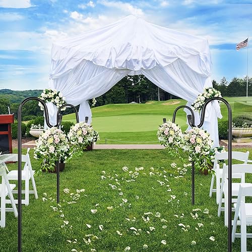 Miniatura 7 de Ganchos de pastor para exteriores, 1 paquete de poste de comedero de pájaros de 46 pulgadas con base de 5 puntas para linterna colgante, comedero de