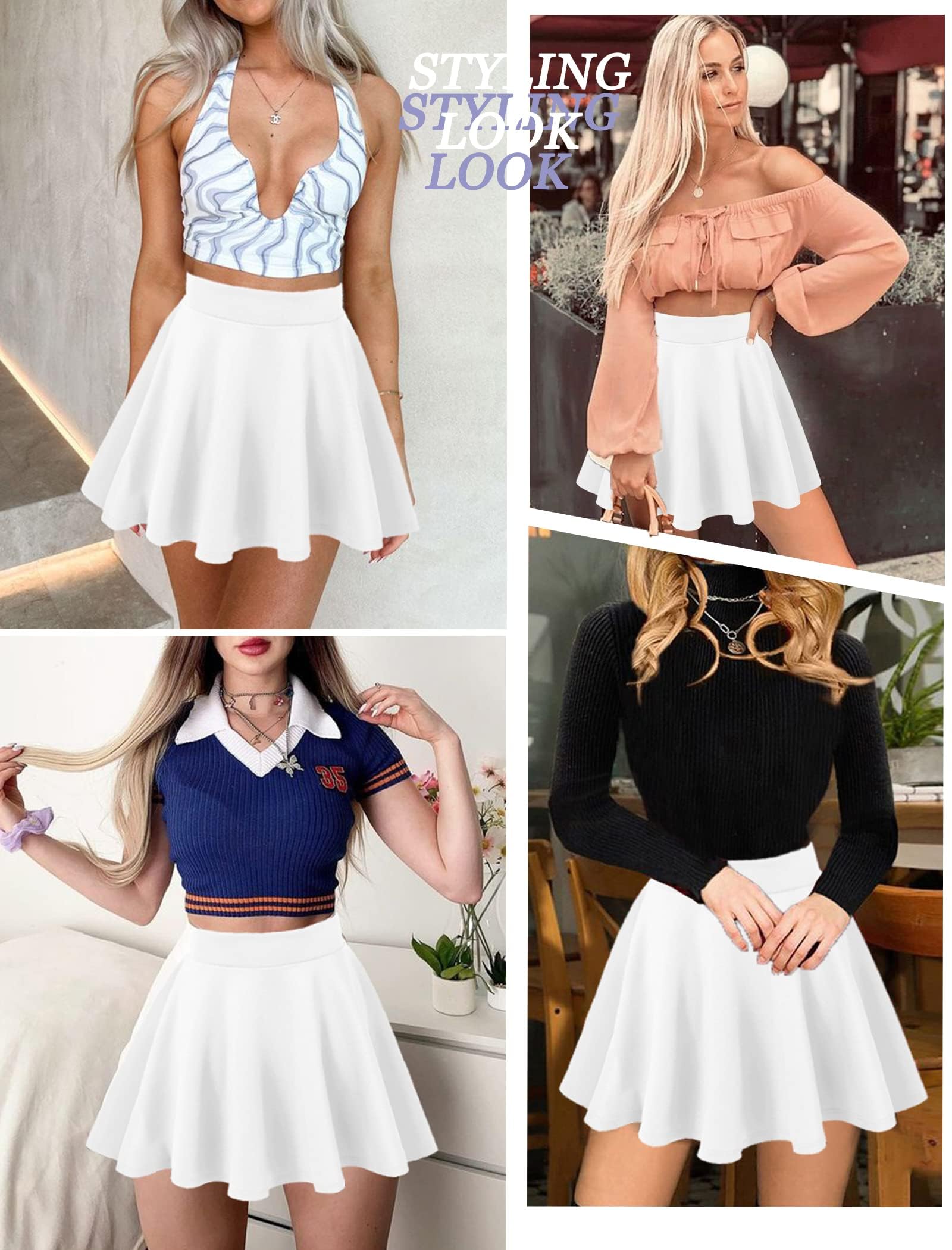 Avidlove Damska mini spódniczka, seksowna spódnica, wysoka talia, krótka spódnica, elegancka, plisowana spódnica, elastyczna, basic, casualowa, do noszenia na co dzień, spódnica tenisowa