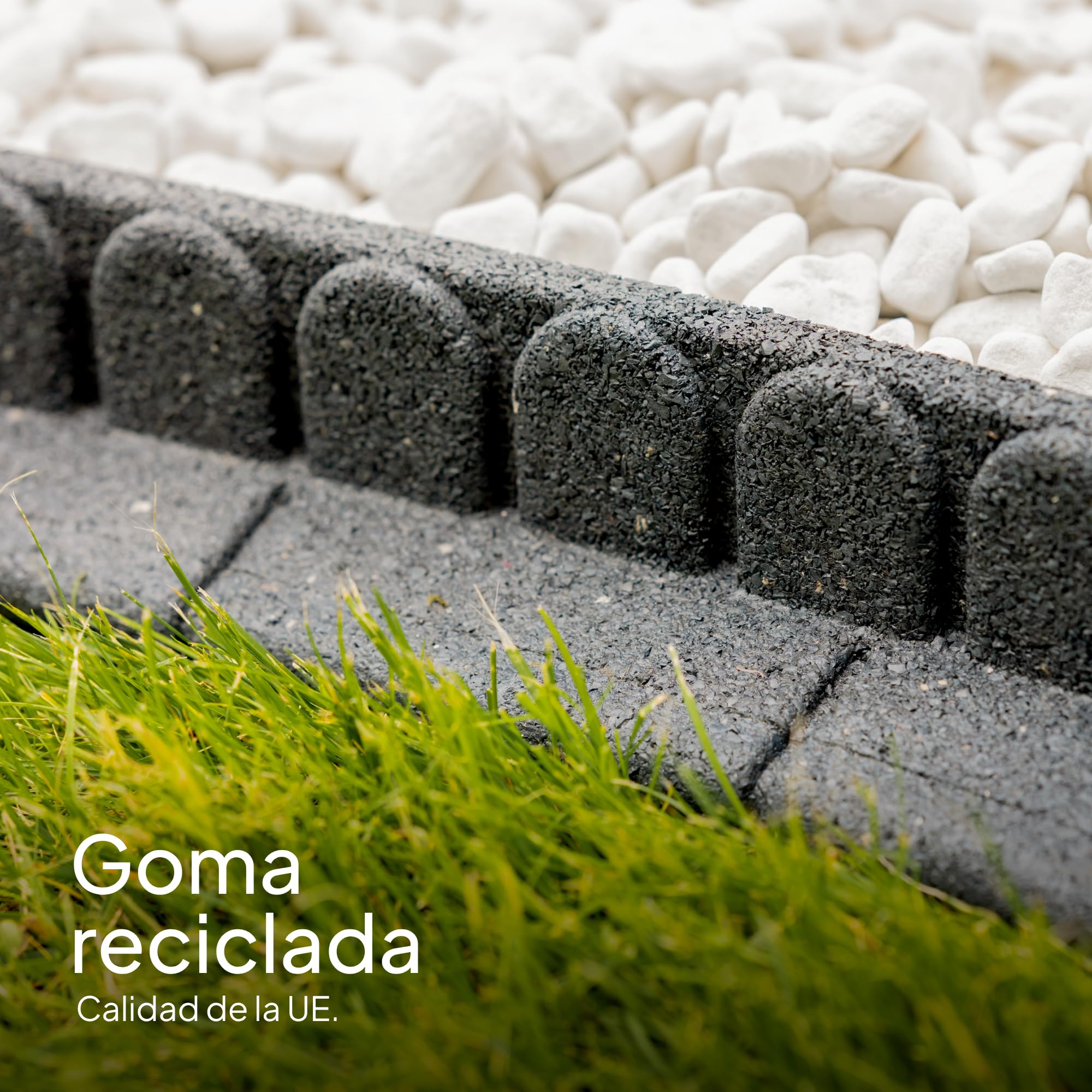 Borduras Jardín Flexible de Caucho Reciclado 9,2 Metros - Borde de Césped Respetuoso con el Cortacésped - Piedras de Bordes para Jardin Fáciles de Procesar - 8 x 1,15m, Antracita