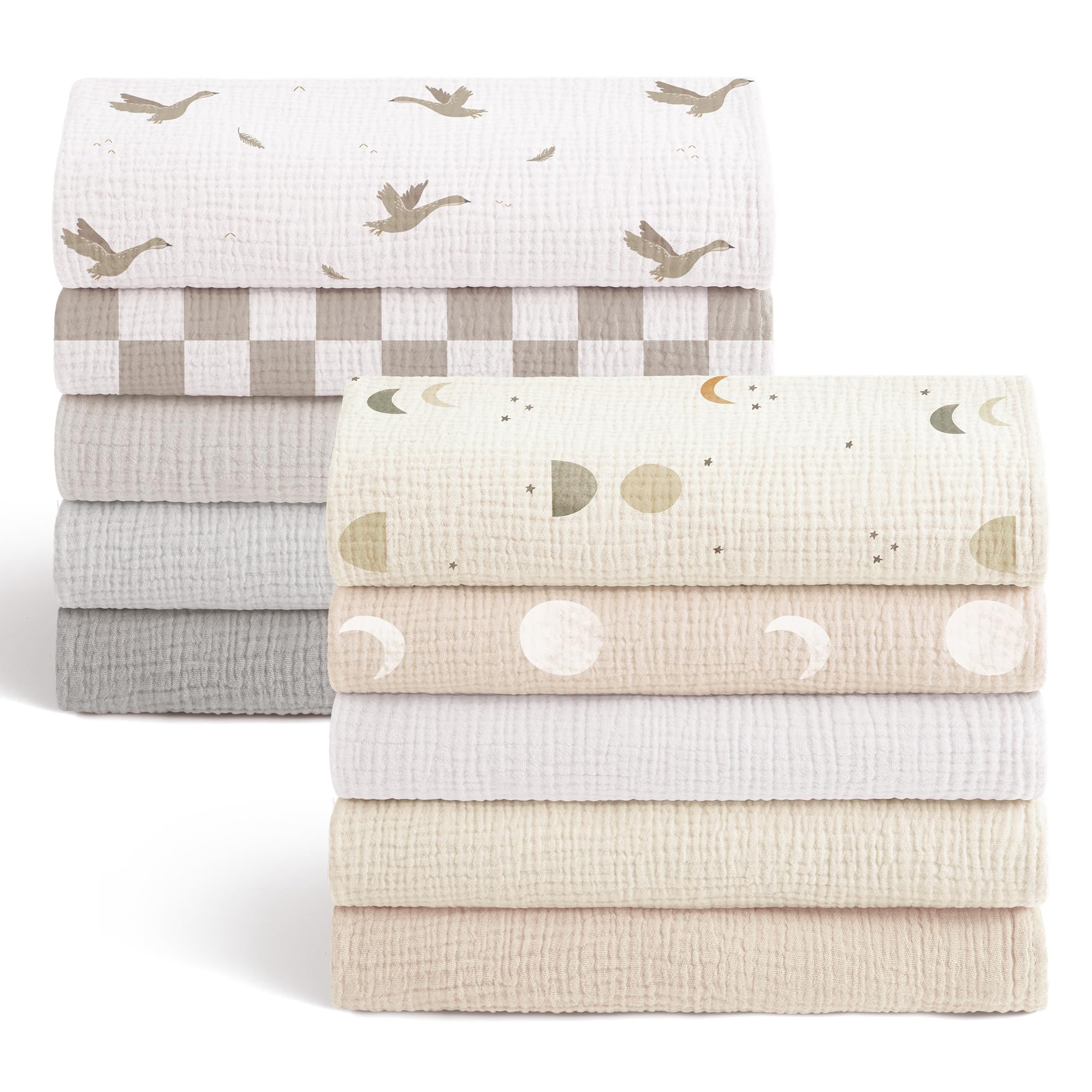 bearmoss Pannolini in cotone per neonati, assorbenti traspiranti per neonati, pelli sensibili, unisex, per neonati e ragazzi, set di 10 pezzi, 60 x 60 cm, colore: Albicocca)