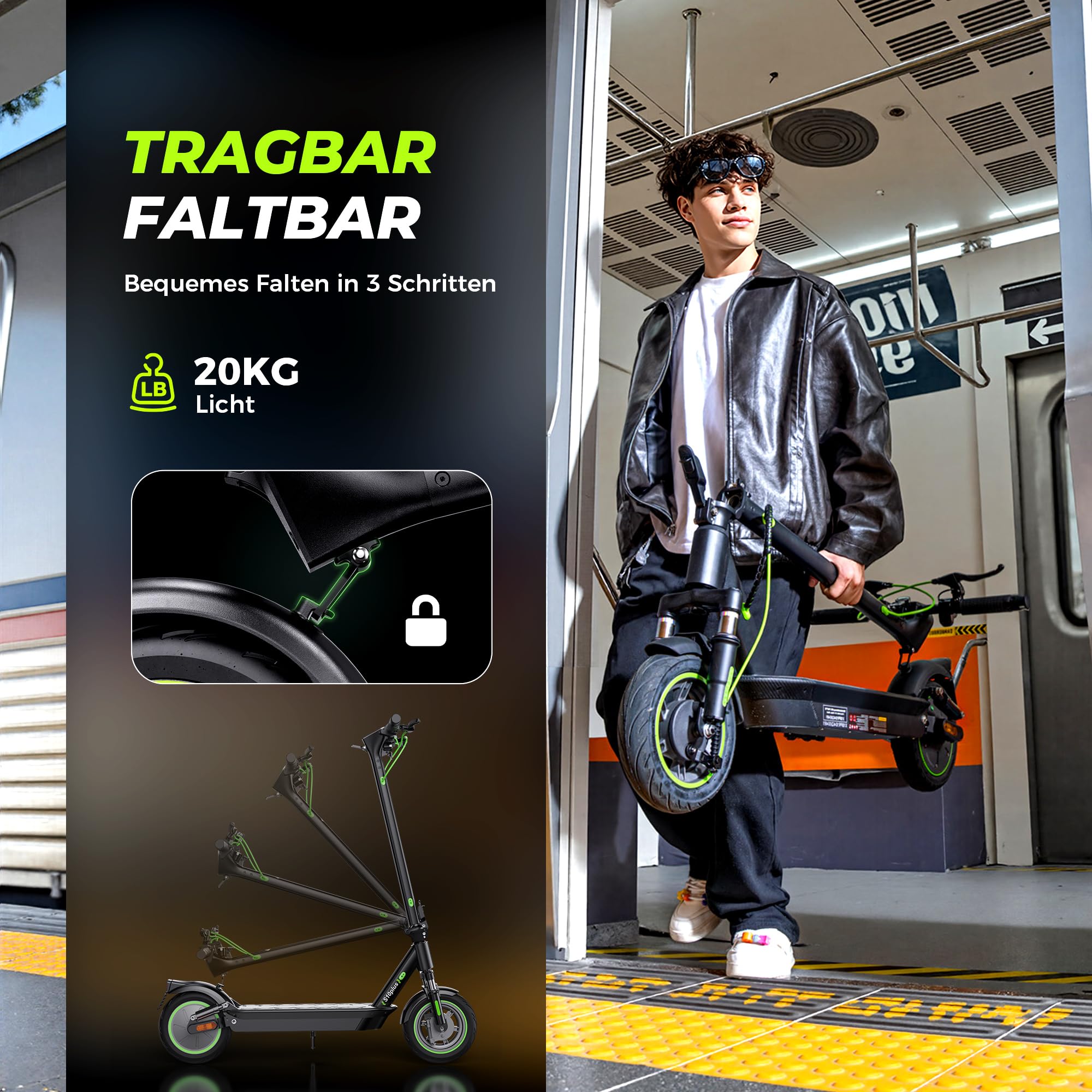 E Roller mit Straßenzulassung, Max 60KM Reichweite E Scooter mit Blinker, 10 Zoll Elektroroller mit Dämpfung und APP, Faltbarer Elektro Scooter bis 120KG, 500W Elektro Roller Erwachsene für Pendeln