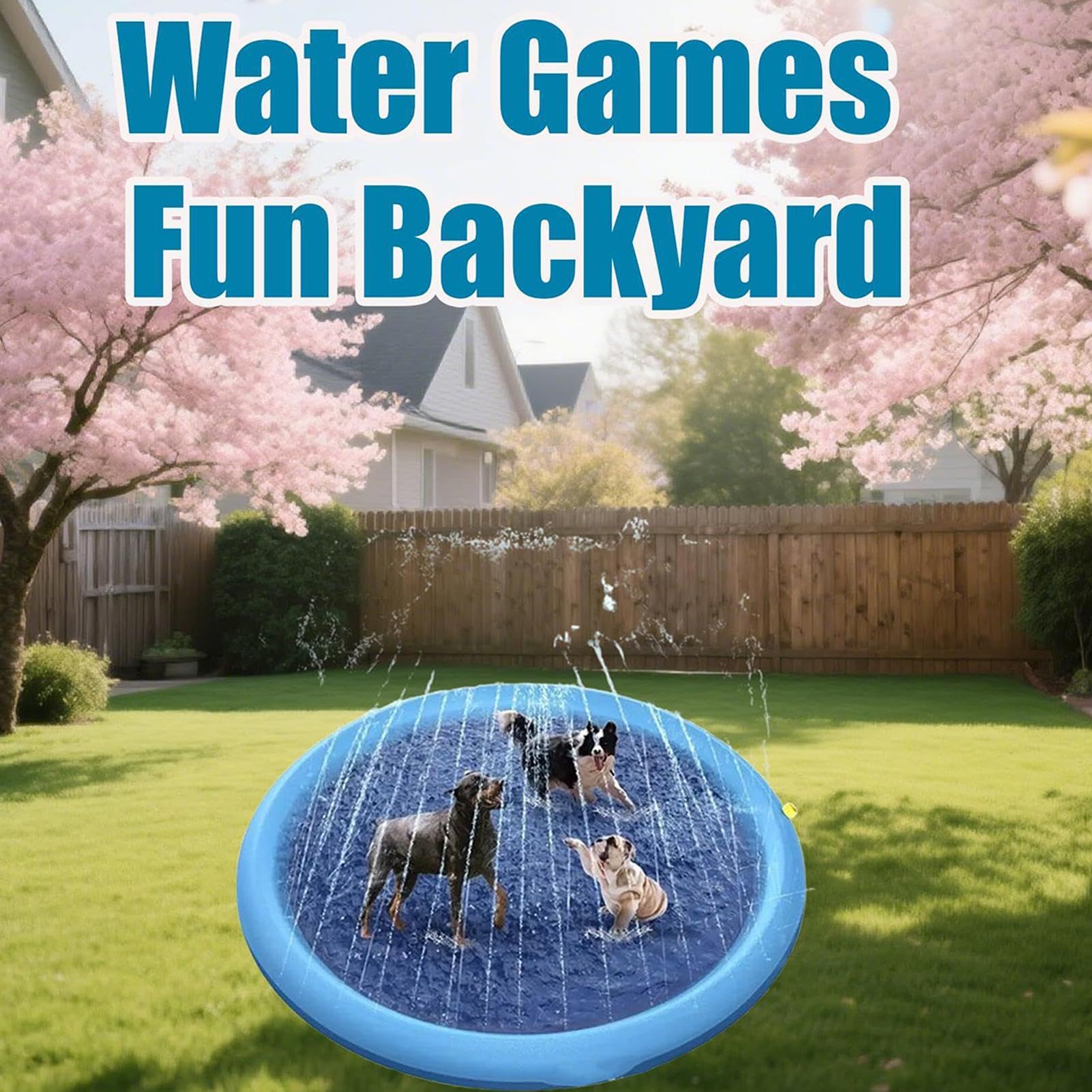 Splash Pad Da Cani | Spruzzatore da Giardino Impermeabile - Piscina con Spruzzatore da Esterno - Per Bambini Maschi, Prescolari, Famiglie, Cortile, Asilo, Campeggio, Spiaggia, Patio, Giardino,
