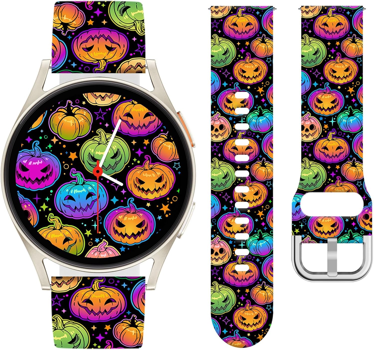 20mm Halloween Band Compatible with Samsung Galaxy Watch 7 6 5 4 FE 40mm 44mm Bands for Women Men,Holiday Soft Silicone Strap for Active 2&1/Galaxy 5 Pro 45mm/4 Classic/Vivoactive 5/Venu