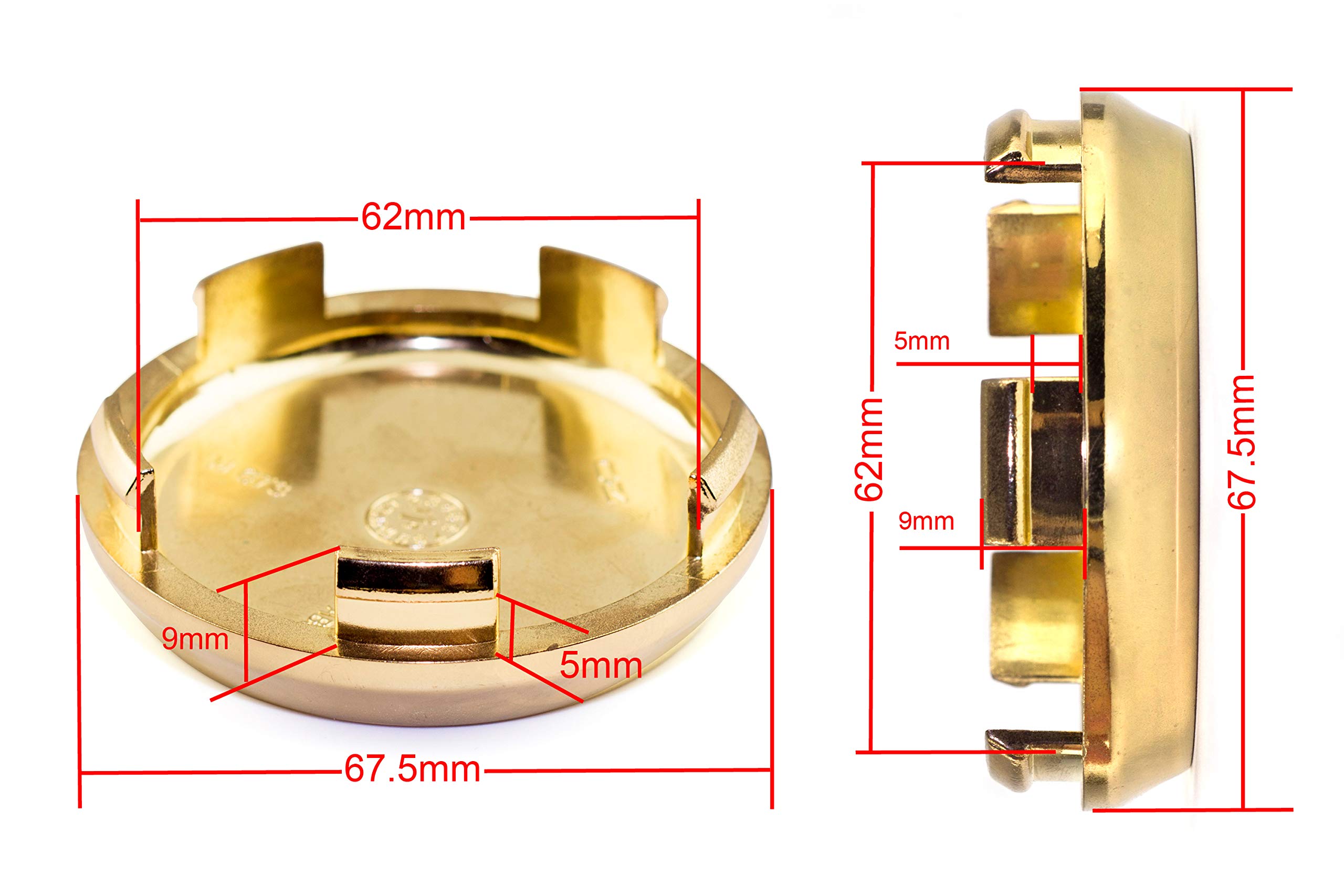 Amazon.co.jp: ホイールセンターキャップ 67.5mm 62mm 4個 金 
