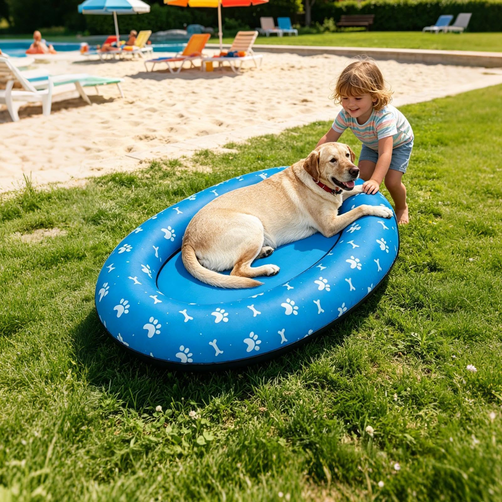 Raft pour Chien Tapis Antidérapant Gonflable | Piscine pour Chiots Pour Propriétaires de Chiens, Éducateurs, Plage Lac Rivière Jardin Parc Club