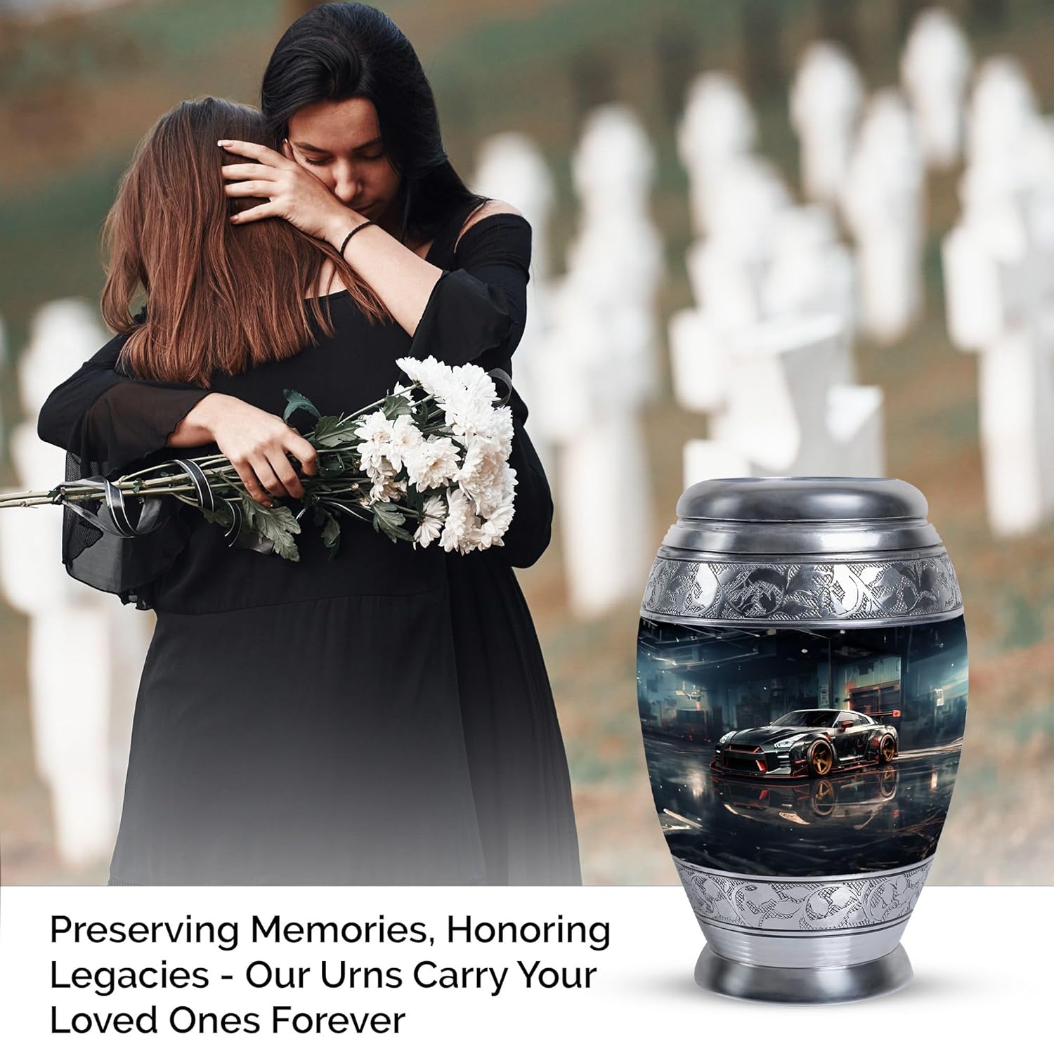 Sports Car Urns for Human Ashes Adult Man - Cremation Urns for Women - Funeral Decorative Urn for Ashes - 3 Inch Keepsake Urn for Mom & Dad
