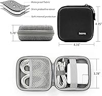 Vista 2 de Small Travel Carrying Storage Case, 4.4"x4.4" Charger Organizer, Pouch compatible with MacBook Power Adapter, Laptop Accessories Cables, Cords, USB