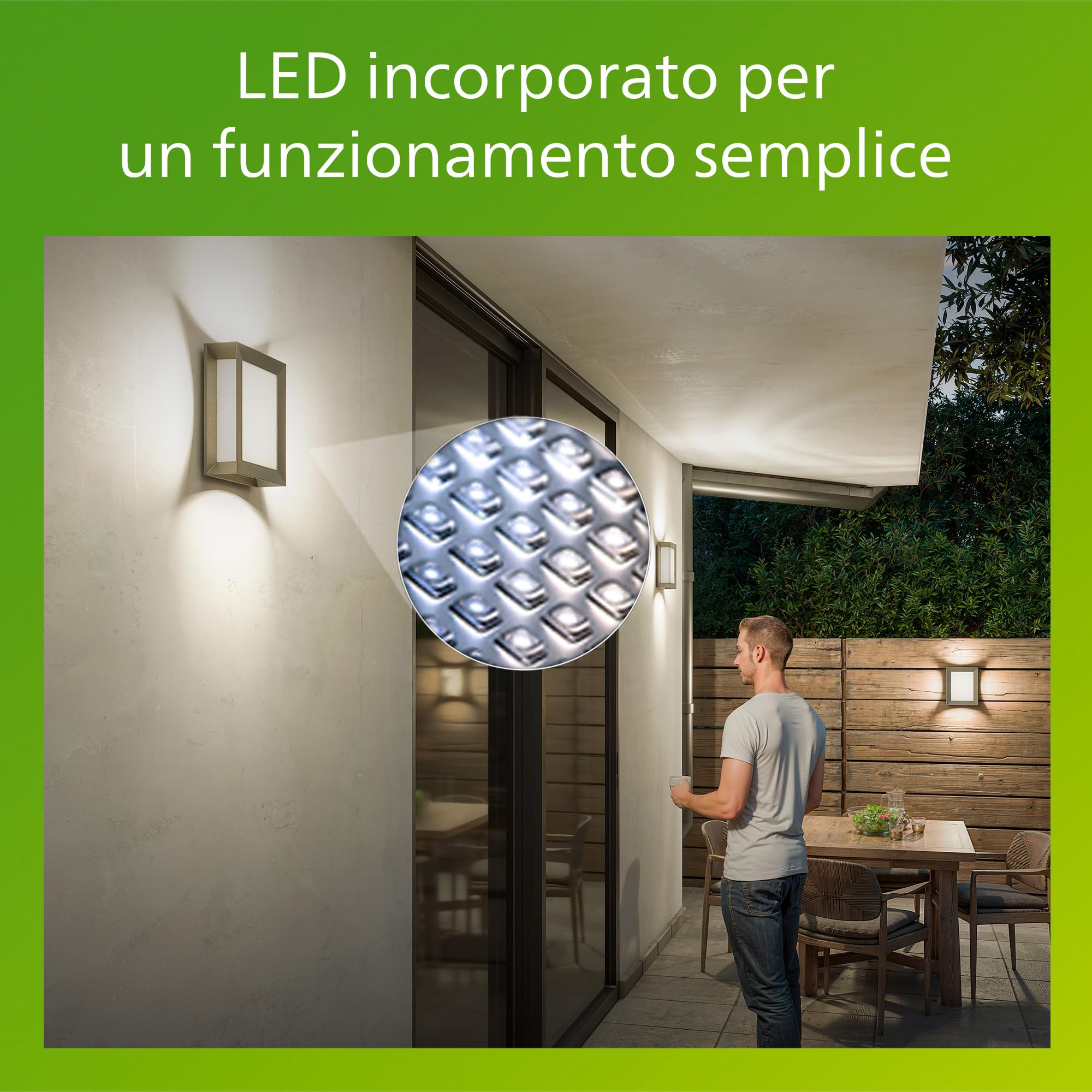 Philips Karp Applique LED da Esterno, 5,5 W, 700 lm, Luce Bianca Calda 2.700 K, Resistente a Intemperie IP44, LED Integrato, Durevole, Alluminio, Design Moderno, Grigio Antracite