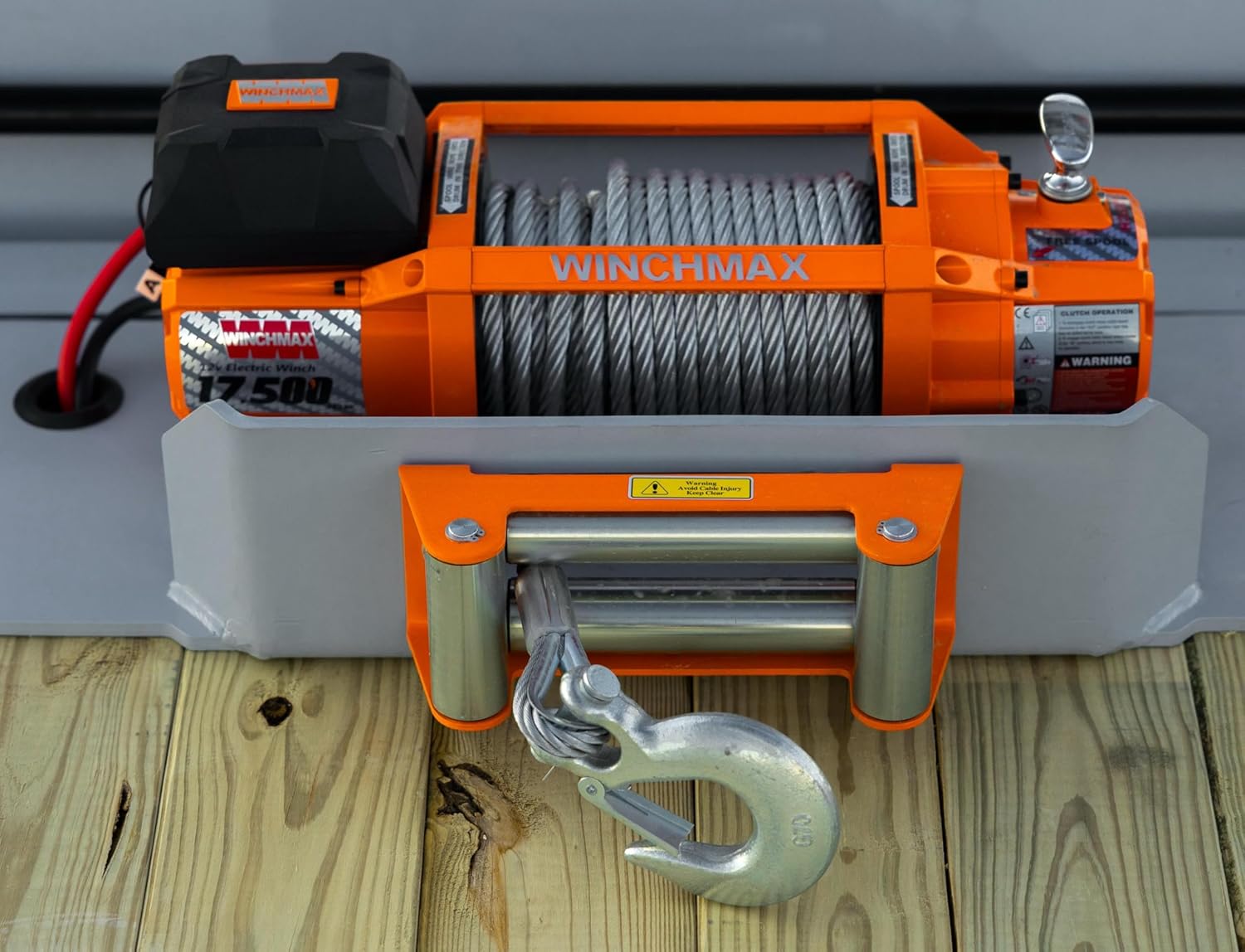 WINCHMAX 17,500lb Original Orange 12v Electric Winch, 20M (65ft) x 12mm Multi-Strand Galvanized Steel Wire Rope, Clevis Hook, Twin Wireless Remote Control