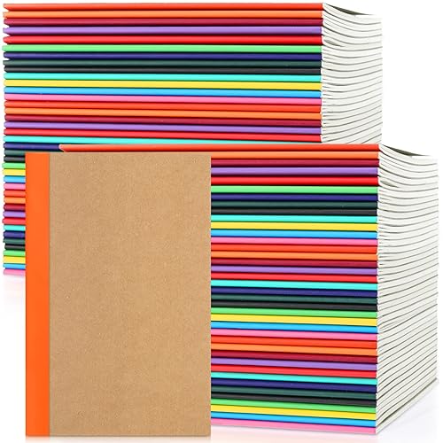 Leelosp Paquete de 78 cuadernos de papel kraft A5 a granel, cuaderno de composición rayada, juego de bloc de notas de viaje, cubierta de papel kraft