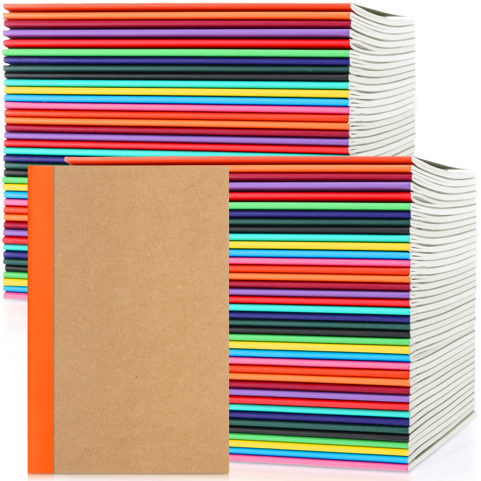 Kraft-Notizbücher, A5, liniert, Notizbücher, Reise-Notizblock, Kraft-Einband mit Schmucksteinrücken, für Schüler oder Bürobedarf, 78 Stück (frische Farbe)