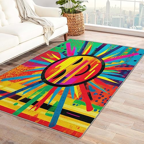 ZDABAOEC Alfombra colorida de 2 x 3 pies, divertida y bonita alfombra para dormitorio, sala de estar, entrada, alfombra pequeña con estampado disponible en Yaxa Colombia