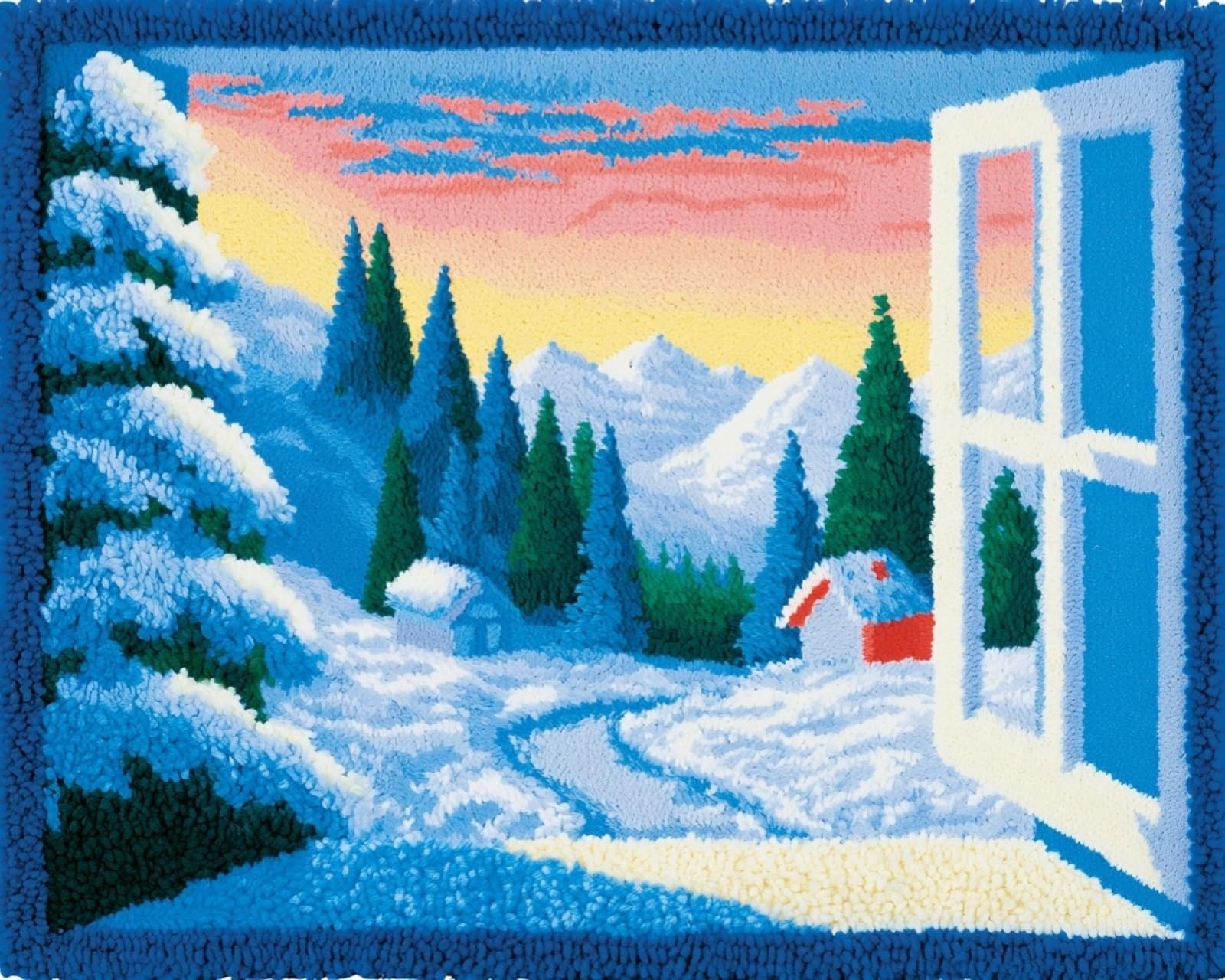 Wallphantom DIY Craft Latch Hook Rug Kits,Snow Scene Outside the Window