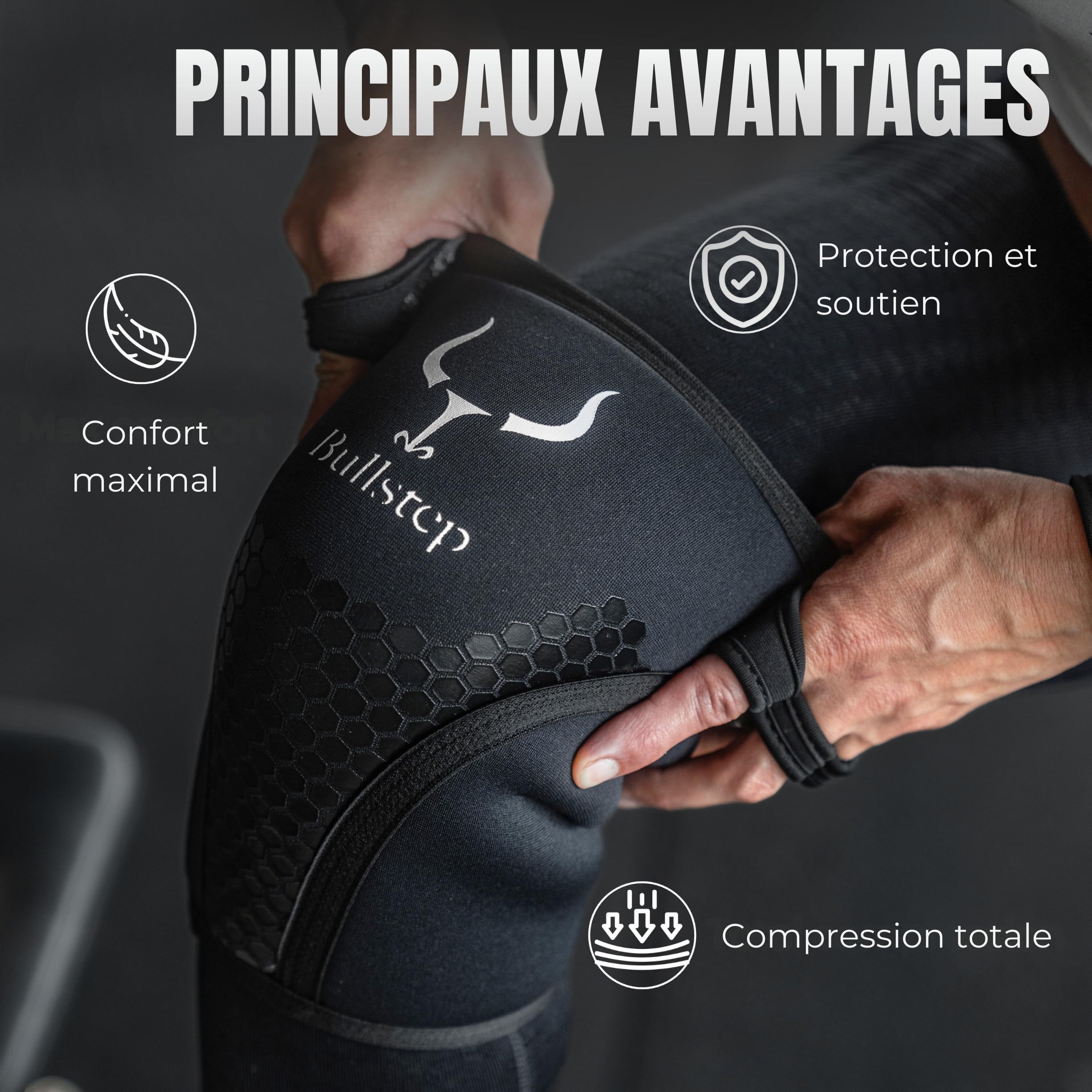 Genouillère Crossfit 7 mm Neoprene Musculation Squat Haltérophilie Powerlifting (L)