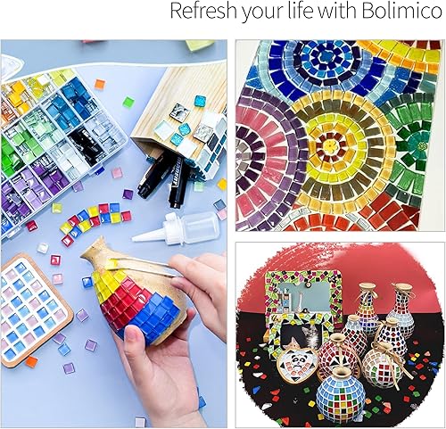 Miniatura 7 de Azulejo de mosaico, kits de arte de mosaico de 0.6 pulgadas para niños o adultos, piezas de vidrieras para manualidades a granel, decoración del