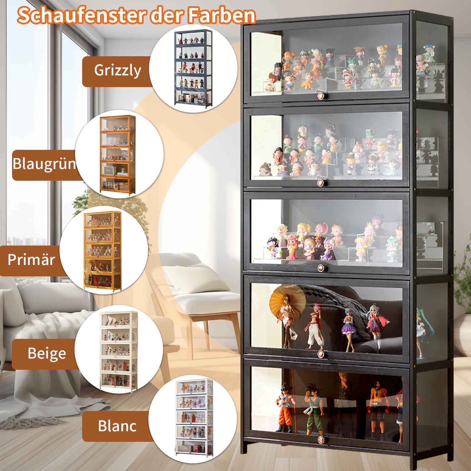 Collector's Display Case, Wall Storage Cabinet for Miniature Models, Collectibles, 73 x 70 x 33 cm, Ideal for Cars, Figures, and Model Building, Optimal Wall Mount Design