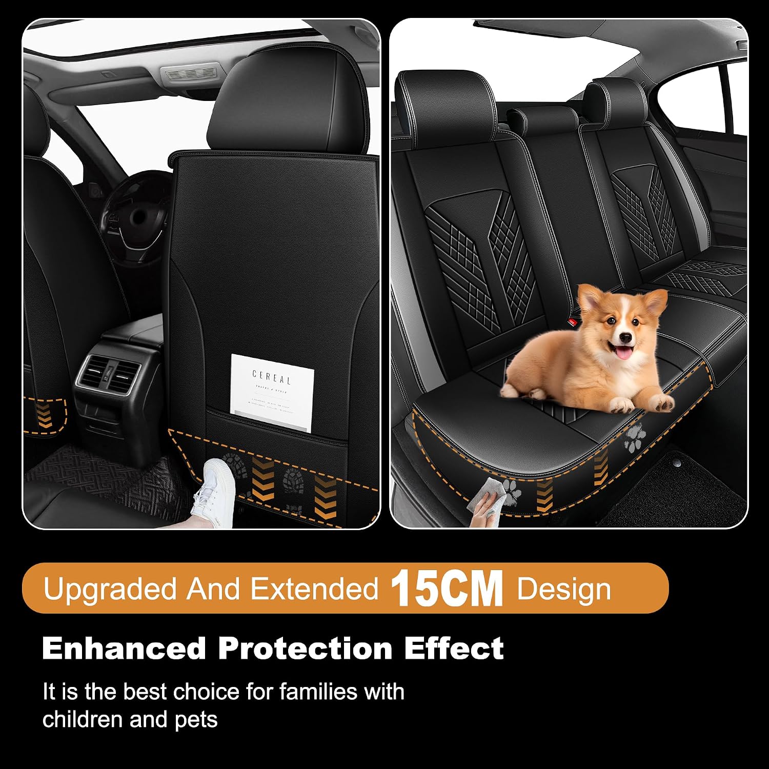 Car Seat Covers Full Set Fit for Kia Sportage 2009-2025 2026 Waterproof Seat Covers Faux Leather Car Seat Cushions Automotive Seat Protectors Covers(5 Seats, Black & Grey)