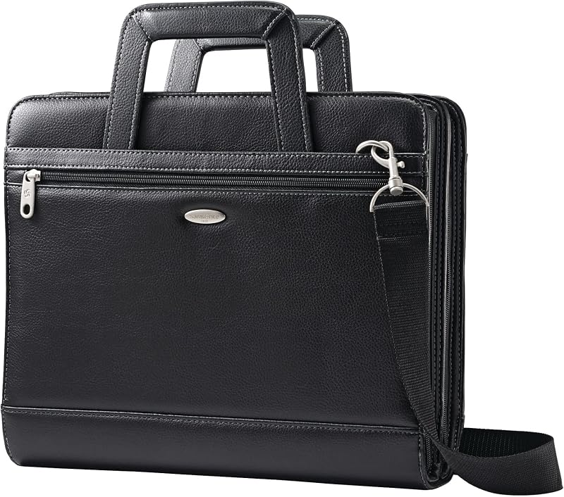 Vinyl 3-Ring Padfolio with Handles and Shoulder Strap, 14" H x 12" W x 3 1/2" D, Black