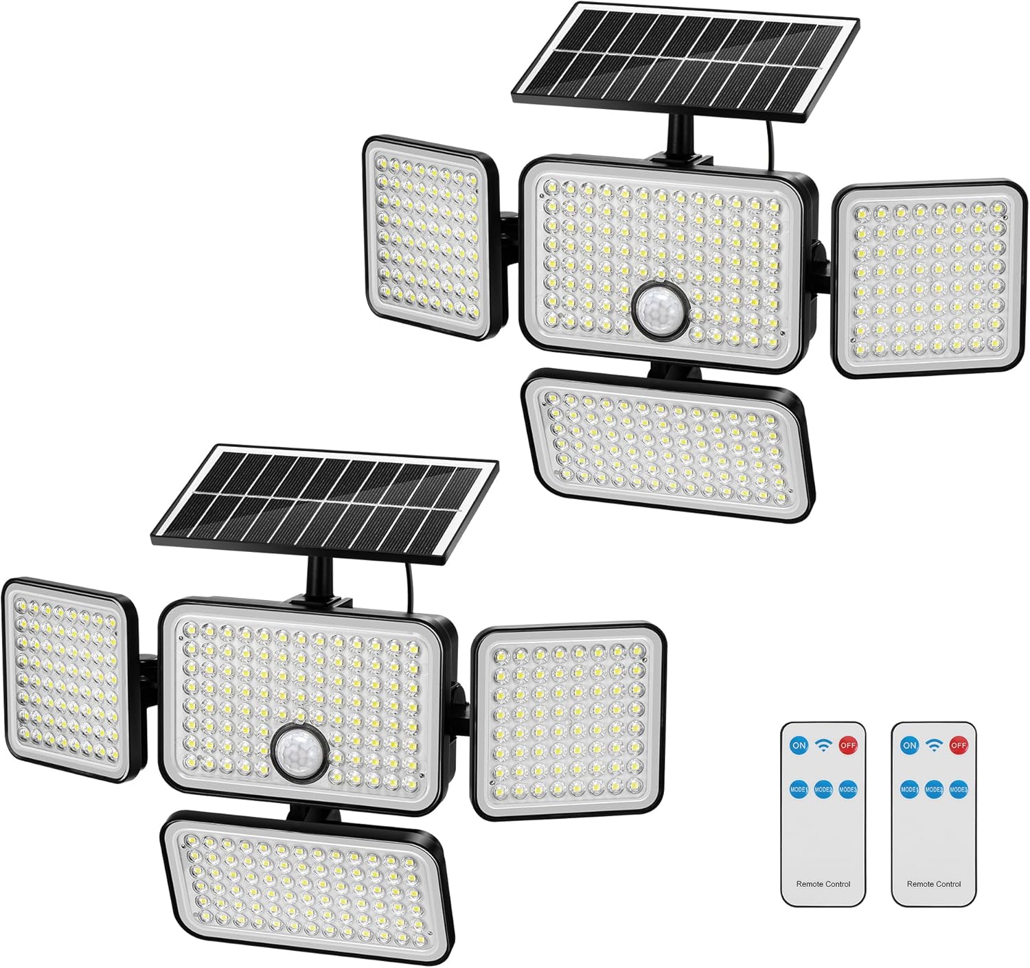 3000Lumen Photo voltaic Flood Lights Out of doors, 4 Heads 6500K Movement Sensor Mild with Distant Management 3 Modes, IP65 Waterproof 270° Safety Flood Lights for Storage, Yard, Wall,Driveway
