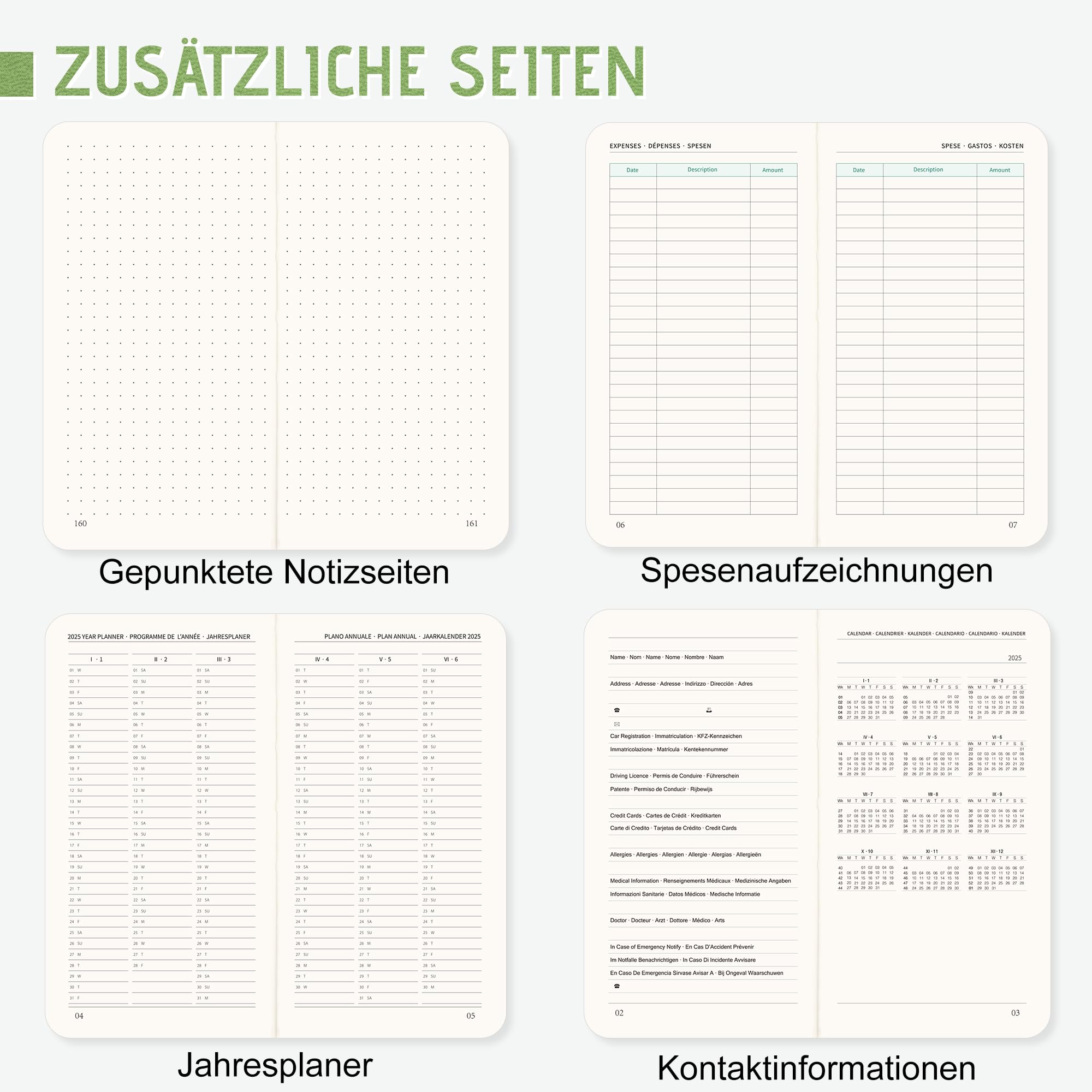 Jokisa Agenda Settimanale 2025 Tascabile, Agenda 2025 Piccola 1 Settimana 2 Pagine, Planner 2025 con Chiusura a Elastico e Segnalibro, circa A6 (16,5 x 9,5 cm), Gen.2025-Dic.2025