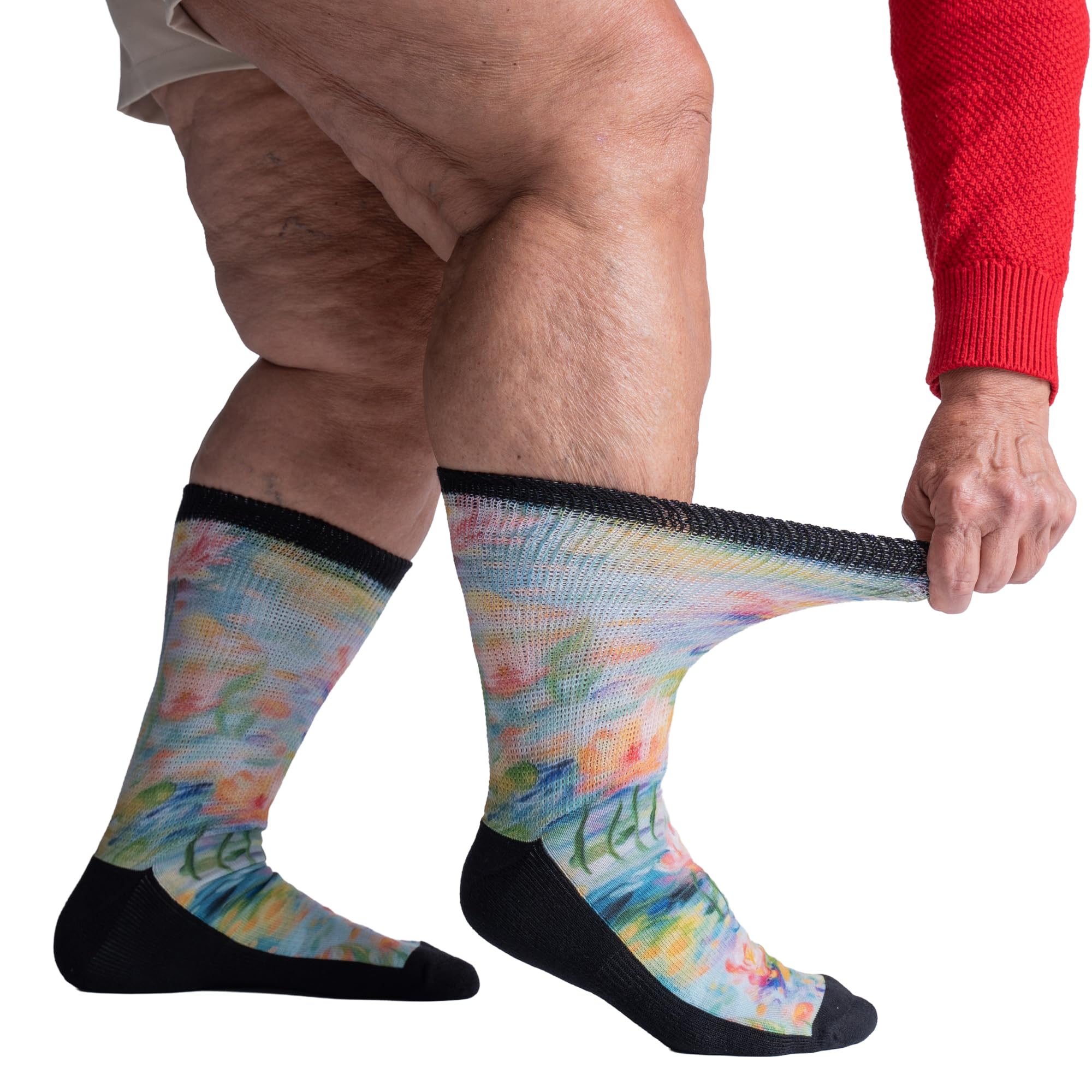 Viasox Unisex Pastel Bond Easystretch Diabetic Crew Socks For Men & Women, Non Binding Neuropathy Socks, Xl