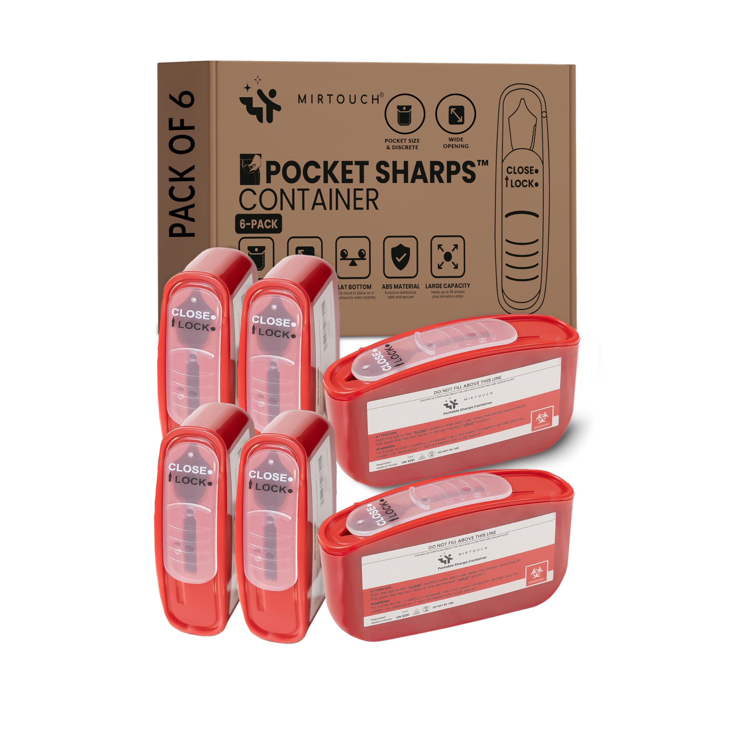 PocketSharps - Pocket-Size Travel Sharps Container for Pen Needles, Lancets, Strips - Premium Quality, Flat Bottom, Translucent Lid, Easy-Use, Portable Eject & Disposal Sharps Container - 3 Pack — Amazon image 10