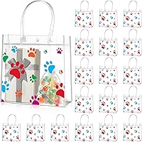Vista 9 de Teling Paquete de 20 bolsas de regalo de PVC transparente con asa de perro con asa, bolsas de plástico reutilizables transparentes para cachorros
