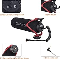 Vista 4 de Micrófono de video COMICA CVM-V30 LITE, micrófono de escopeta súper cardioide con condensador para cámara Canon Nikon Sony Panasonic DSLR, micrófono